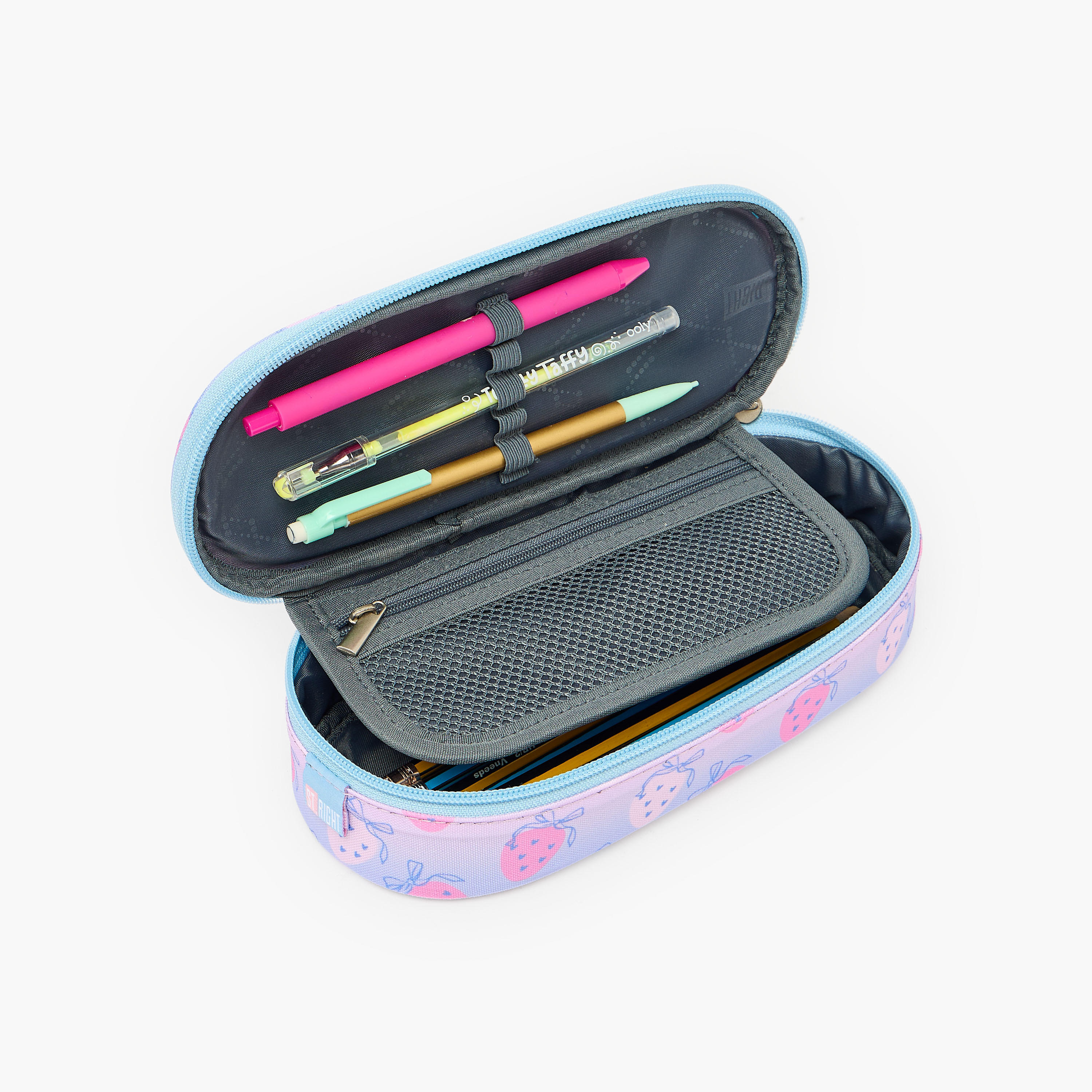 St.Right Strawberry Print Pencil Pouch with Zip Closure-school-stationery-pencilcases-image-8
