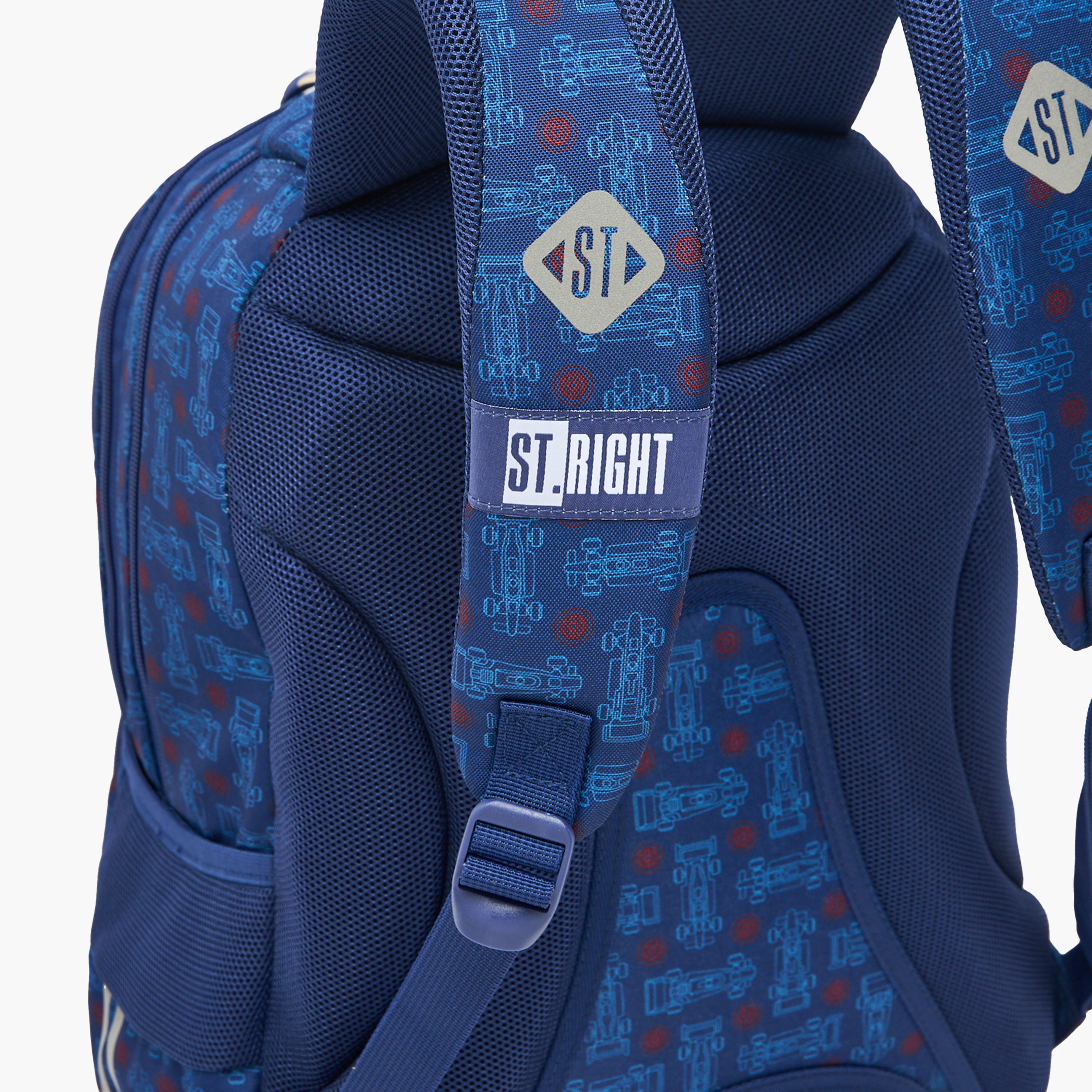 شنطة ظهر بطبعات سيارة سباق للأولاد 8-13 سنة وحمّالات مبطنة - 18 بوصة-school-bagsandbackpacks-backpacks-image-4