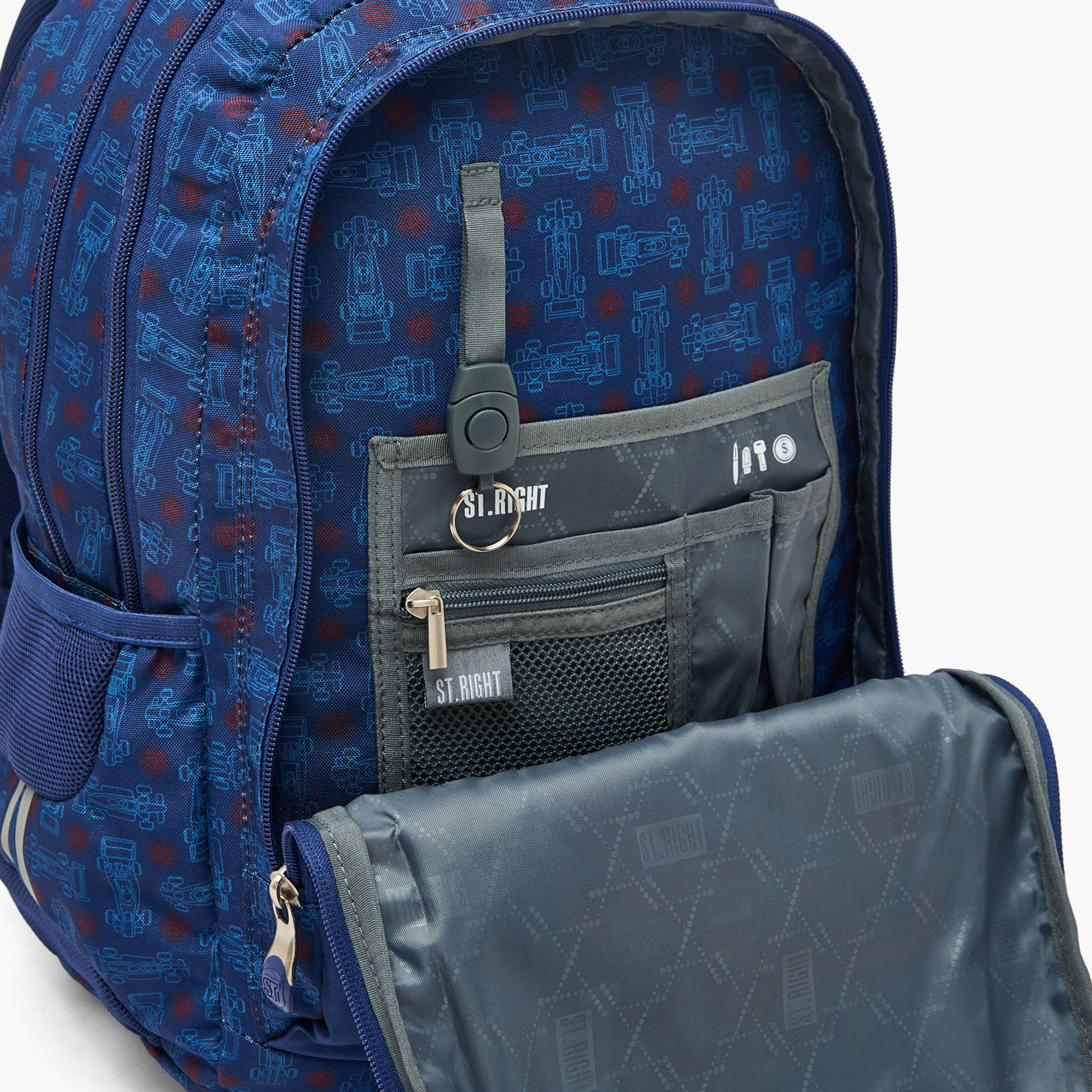 شنطة ظهر بطبعات سيارة سباق للأولاد 8-13 سنة وحمّالات مبطنة - 18 بوصة-school-bagsandbackpacks-backpacks-image-6