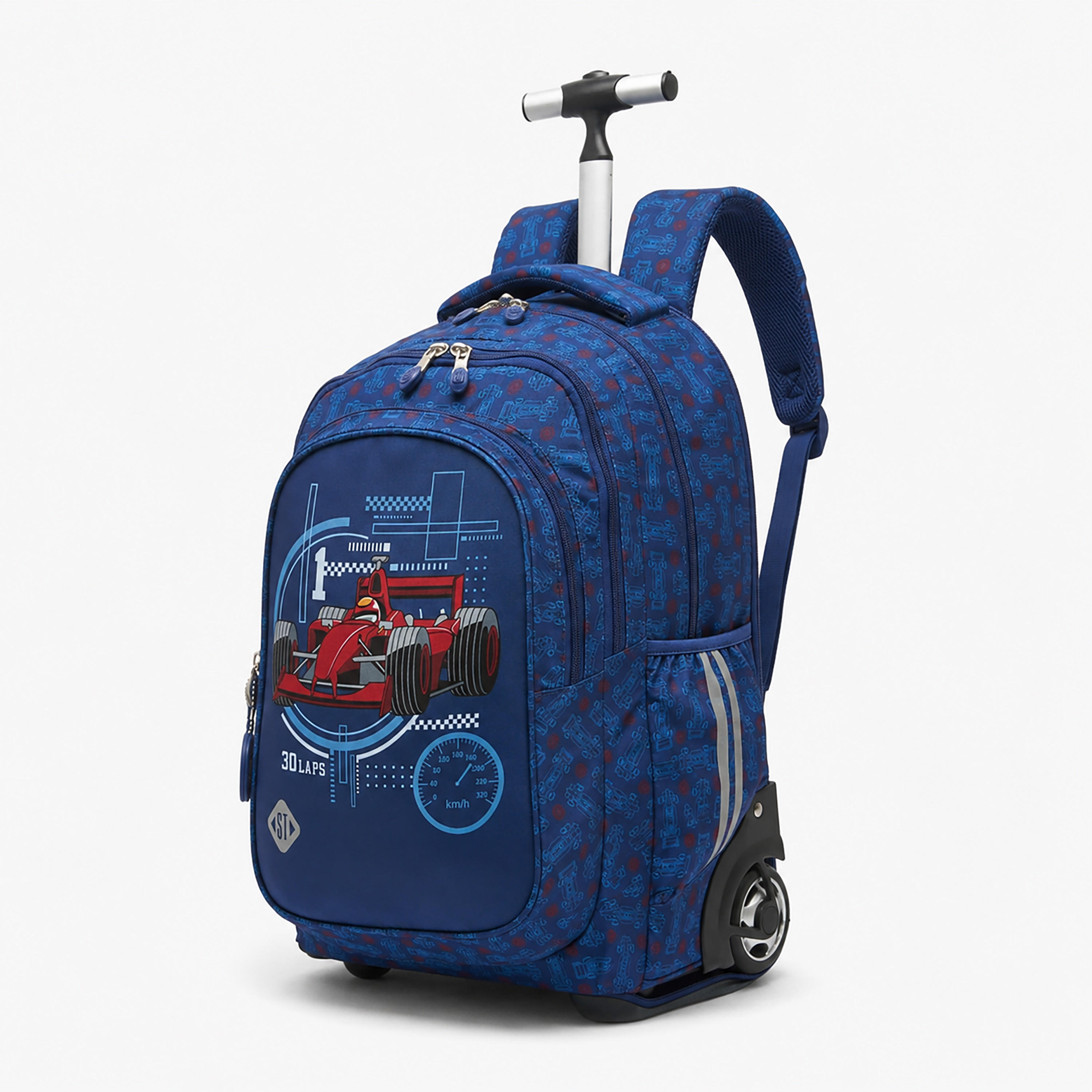 St.Right Racing Car Print Trolley Backpack for Boys 8-13 Years with Retractable Handle - 18 inch-school-bagsandbackpacks-trolleybags-image-6
