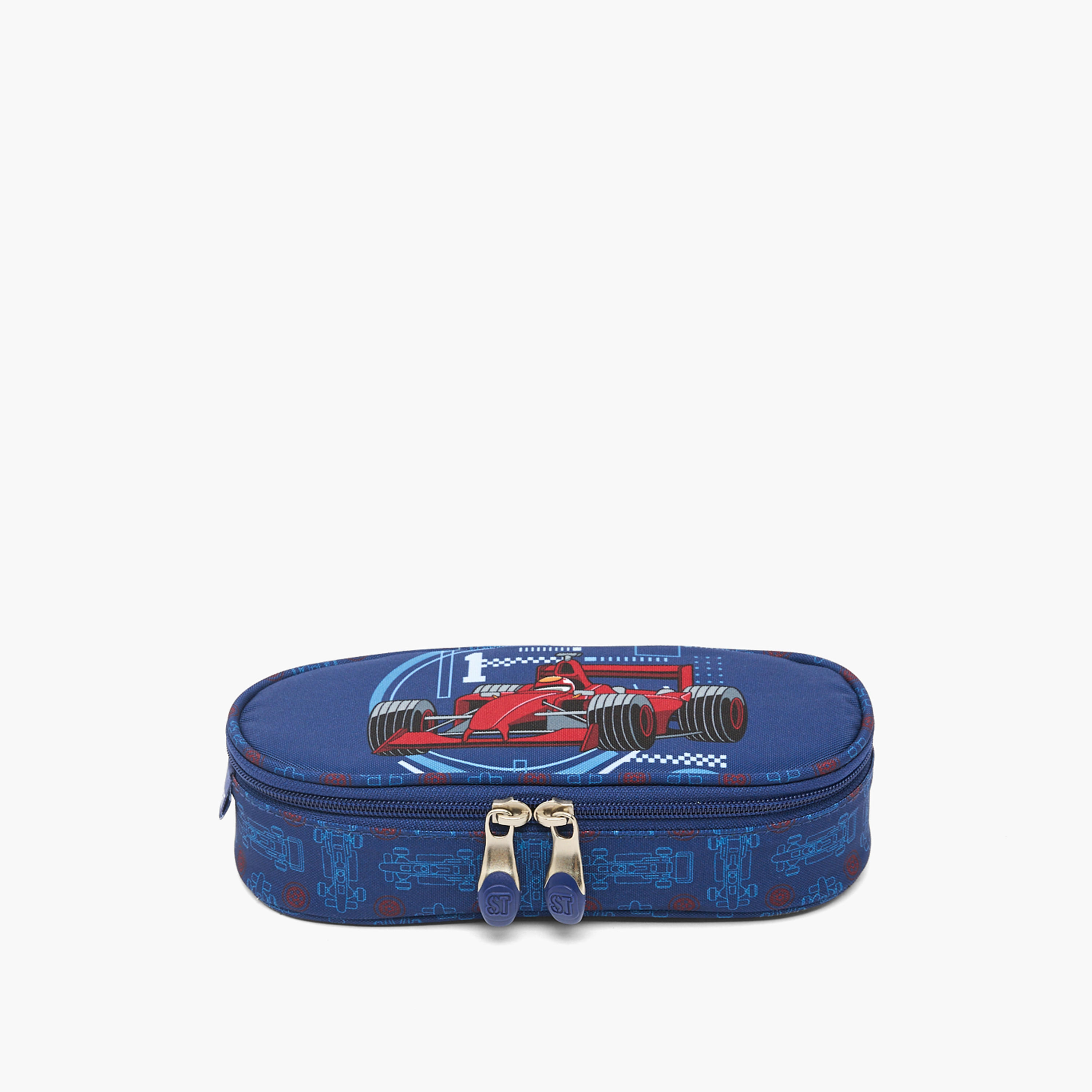 مقلمة بطبعات سباق سيارات وسحاب إغلاق من سانت رايت-school-stationery-pencilcases-image-1