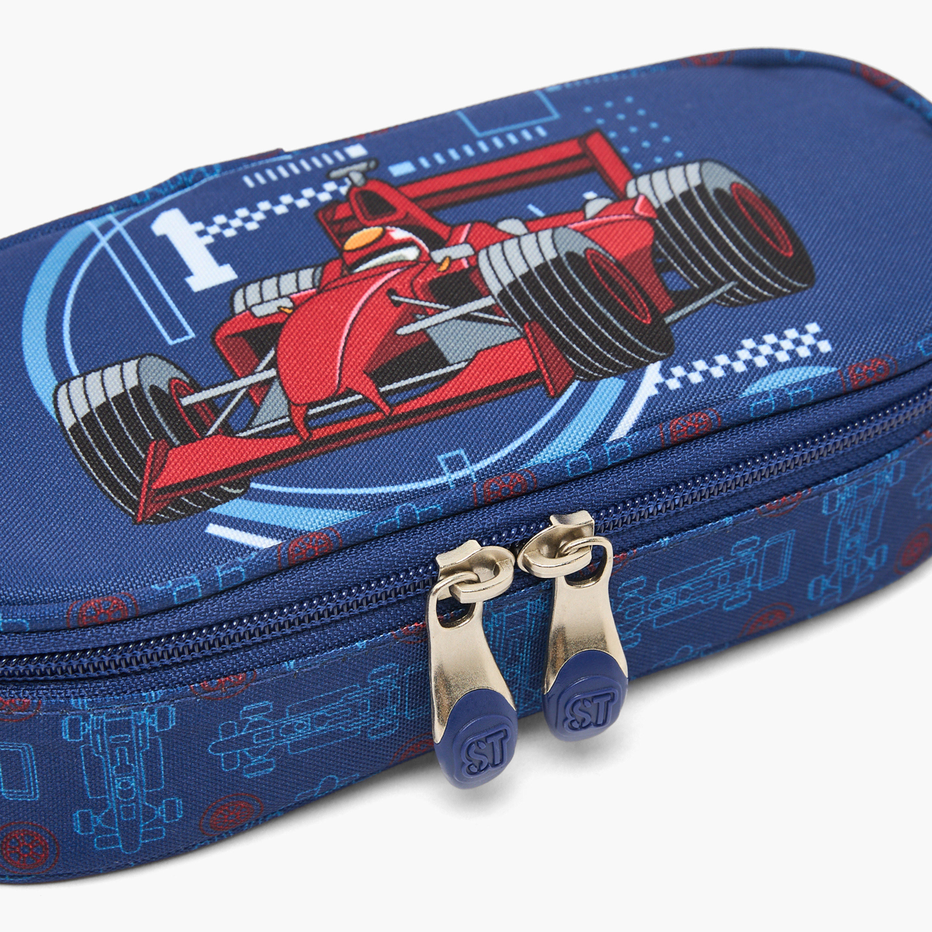 مقلمة بطبعات سباق سيارات وسحاب إغلاق من سانت رايت-school-stationery-pencilcases-image-4