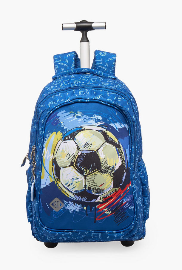 St.Right Football Print Trolley Backpack for Boys 8-13 Years with Retractable Handle - 18 inches-school-image-1