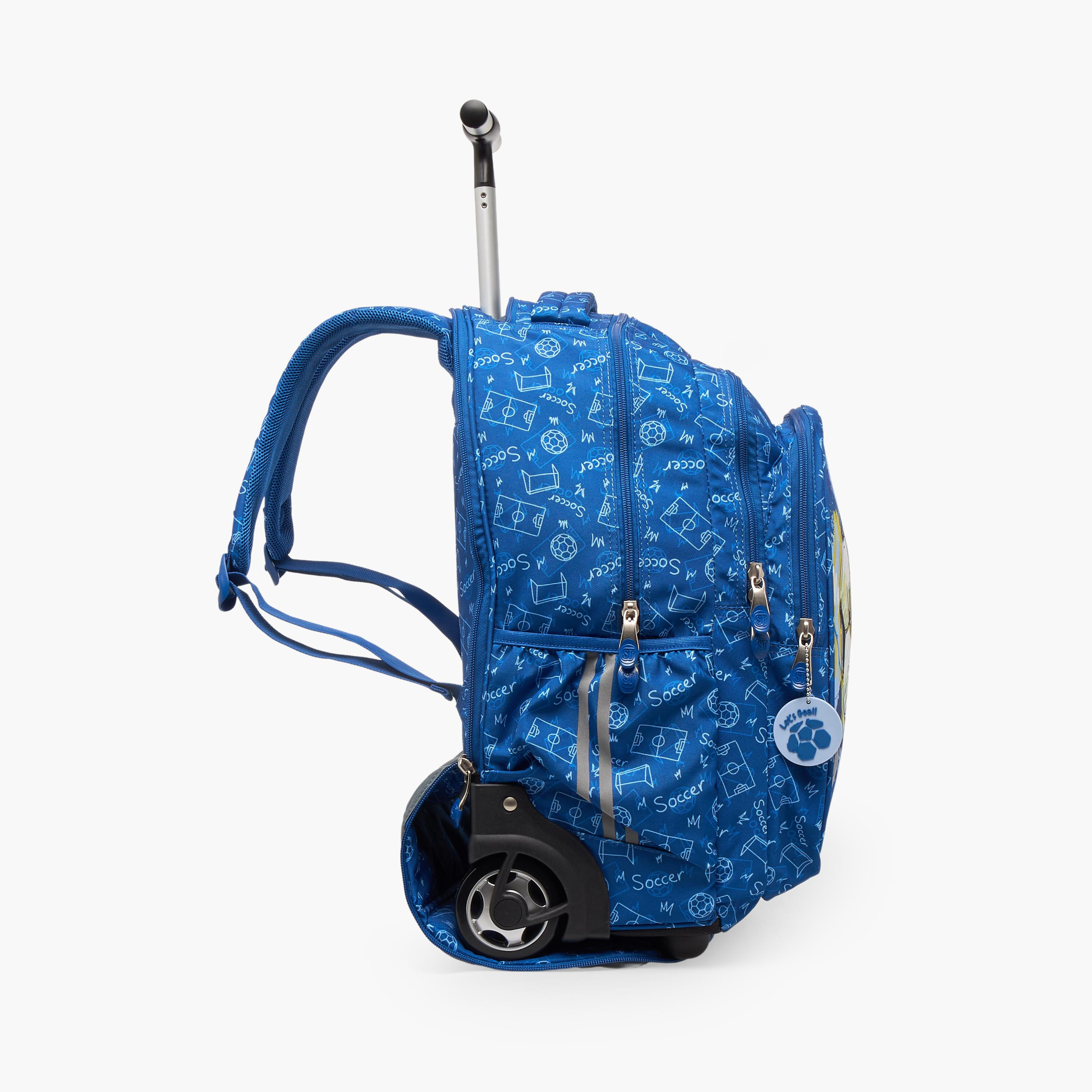 St.Right Football Print Trolley Backpack for Boys 8-13 Years with Retractable Handle - 18 inches-school-bagsandbackpacks-trolleybags-image-10