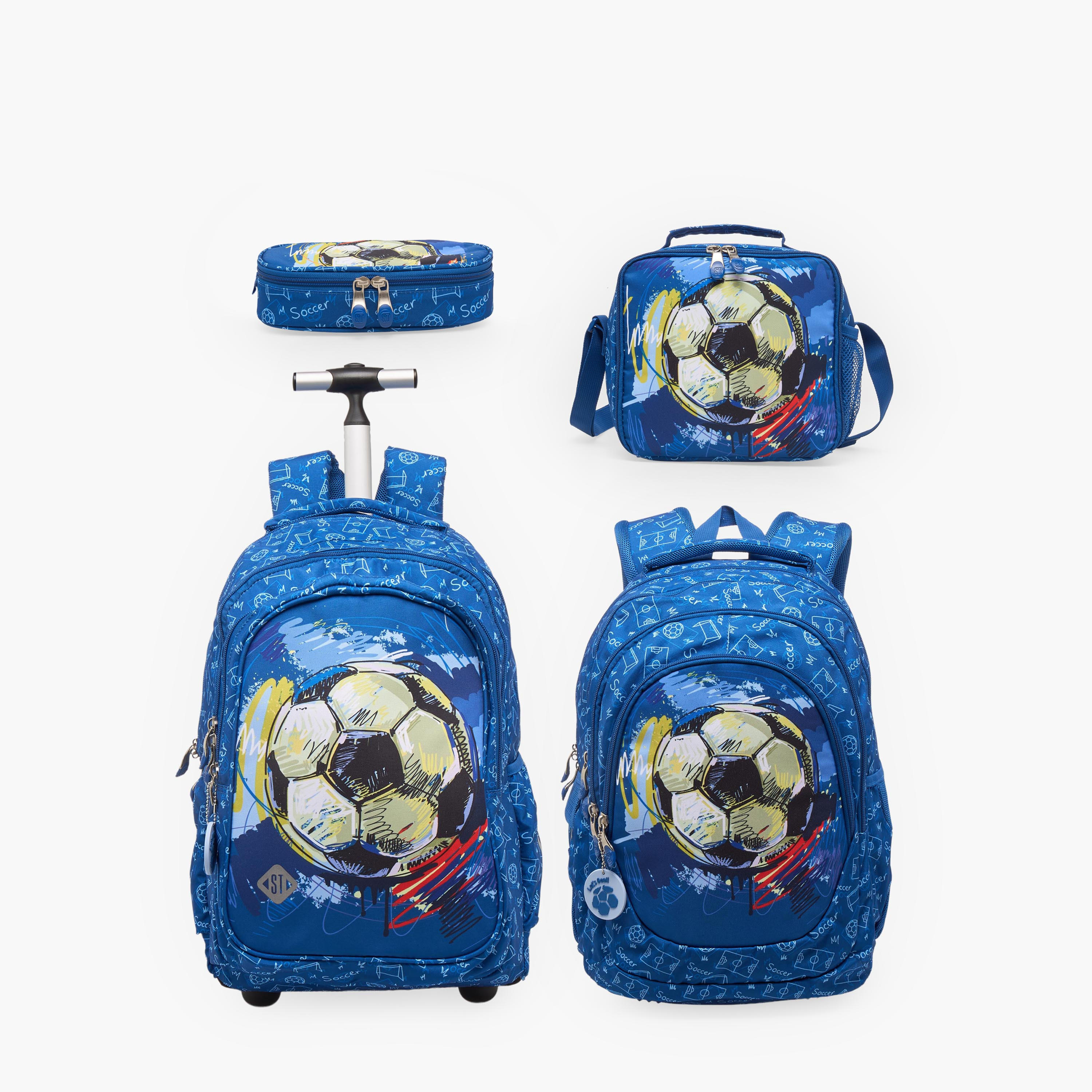 St.Right Football Print Trolley Backpack for Boys 8-13 Years with Retractable Handle - 18 inches-school-bagsandbackpacks-trolleybags-image-18