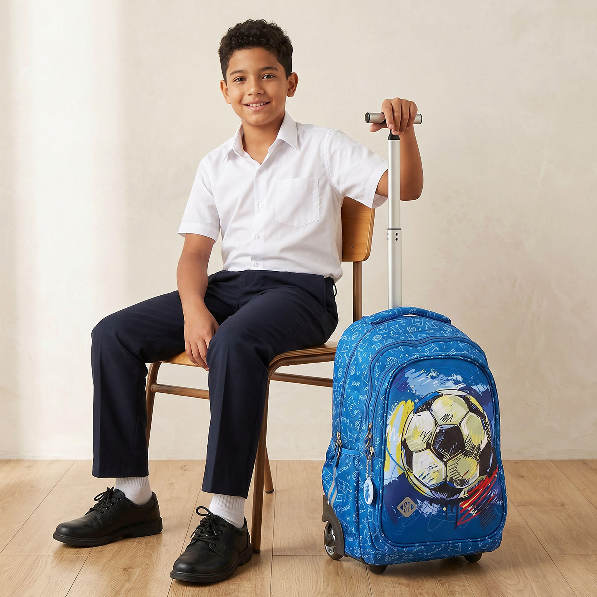 St.Right Football Print Trolley Backpack for Boys 8-13 Years with Retractable Handle - 18 inches-school-bagsandbackpacks-trolleybags-image-3