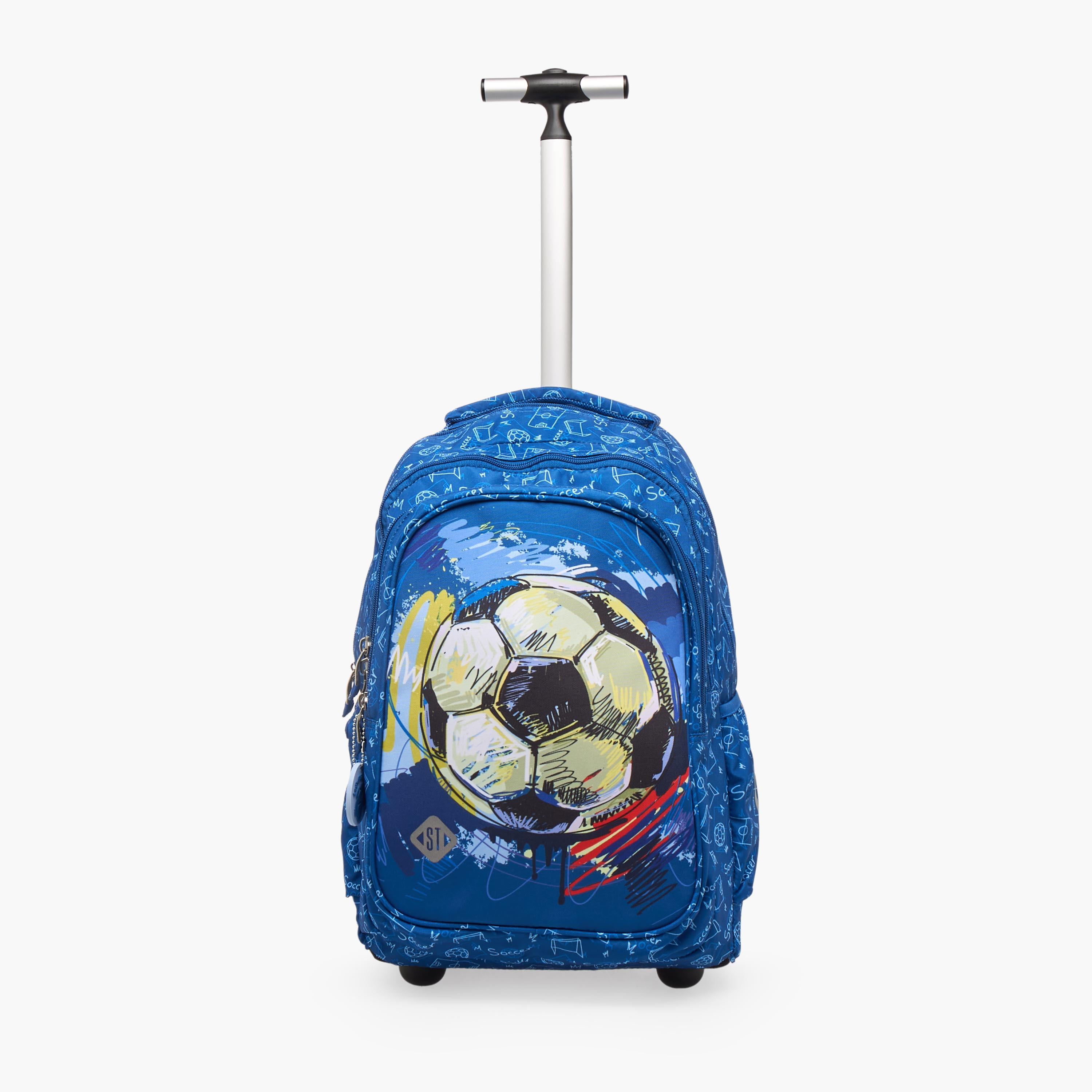 St.Right Football Print Trolley Backpack for Boys 8-13 Years with Retractable Handle - 18 inches-school-bagsandbackpacks-trolleybags-image-4