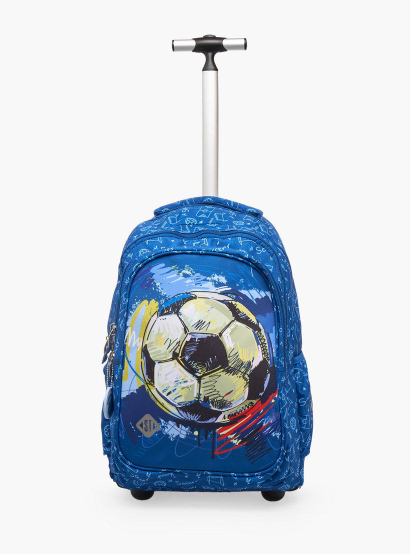 St.Right Football Print Trolley Backpack for Boys 8-13 Years with Retractable Handle - 18 inches-school-bagsandbackpacks-trolleybags-image-4
