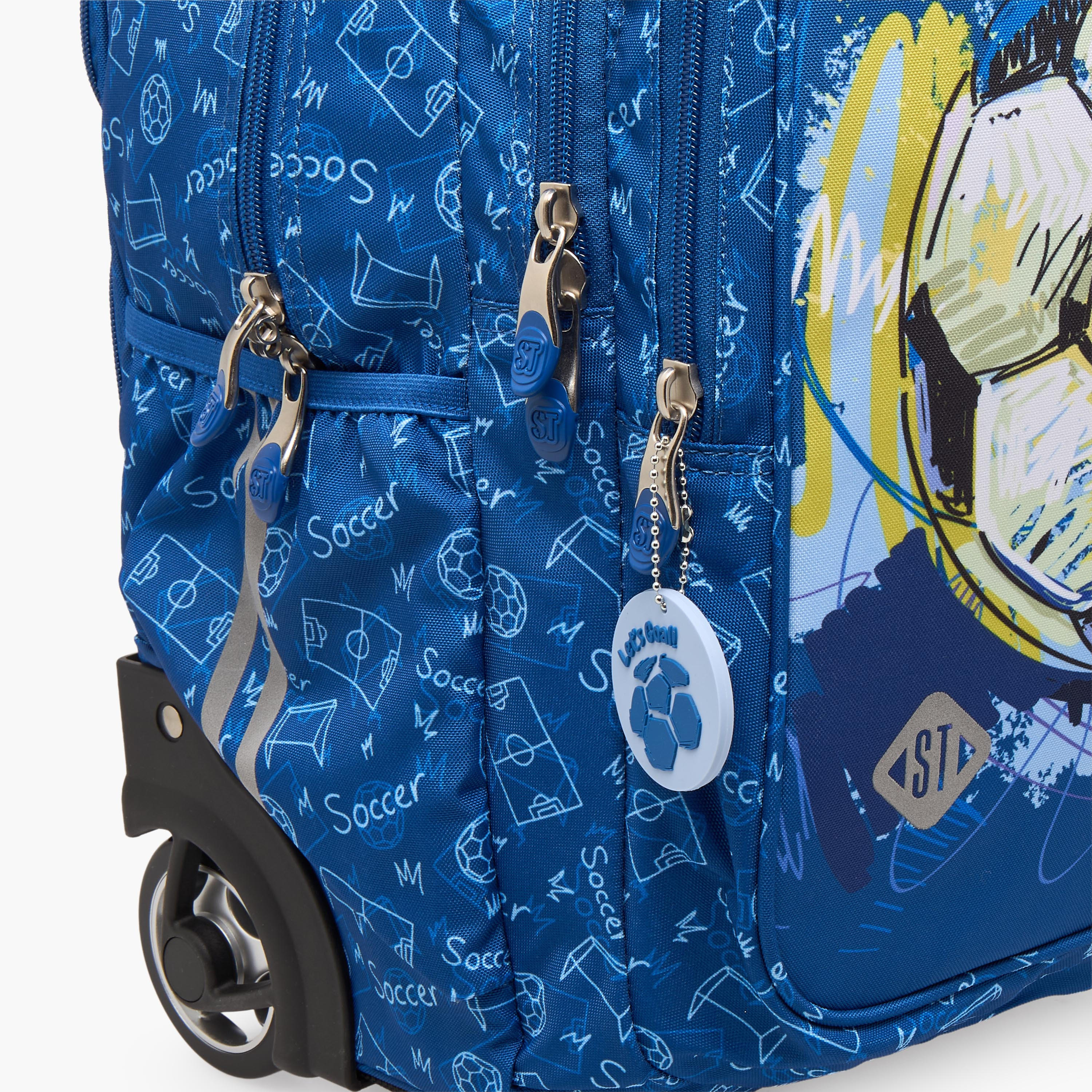 St.Right Football Print Trolley Backpack for Boys 8-13 Years with Retractable Handle - 18 inches-school-bagsandbackpacks-trolleybags-image-8