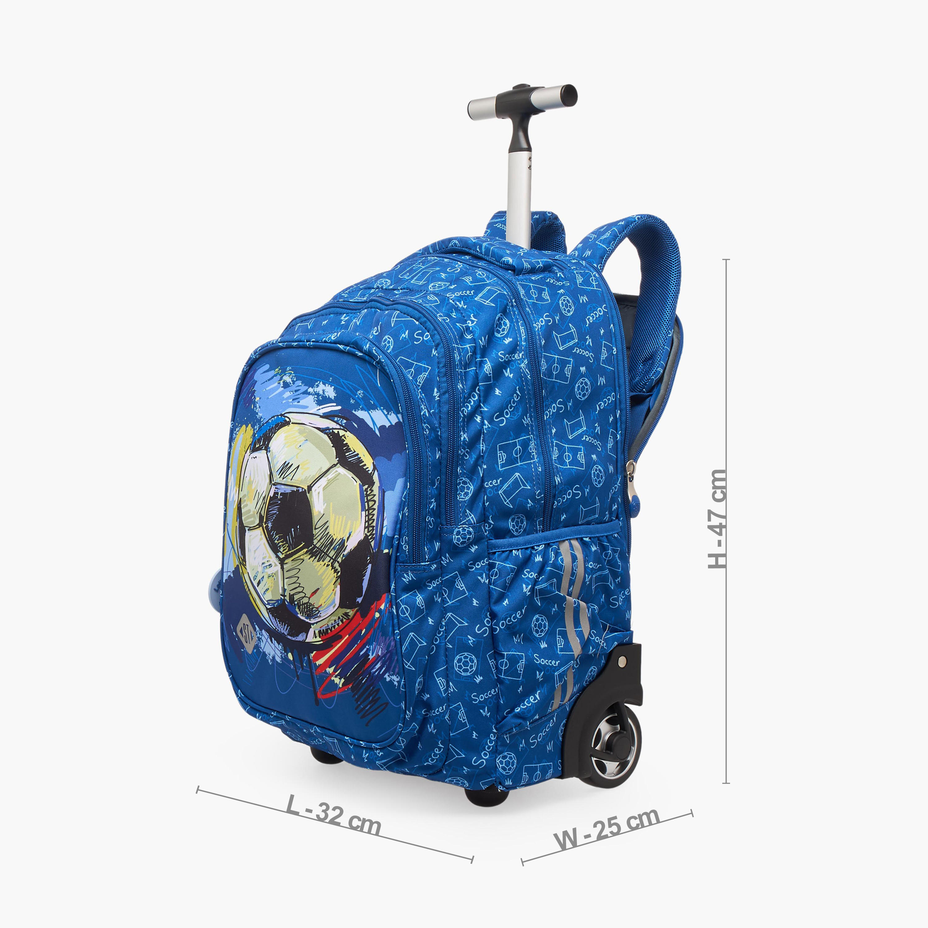 St.Right Football Print Trolley Backpack for Boys 8-13 Years with Retractable Handle - 18 inches-school-bagsandbackpacks-trolleybags-image-9