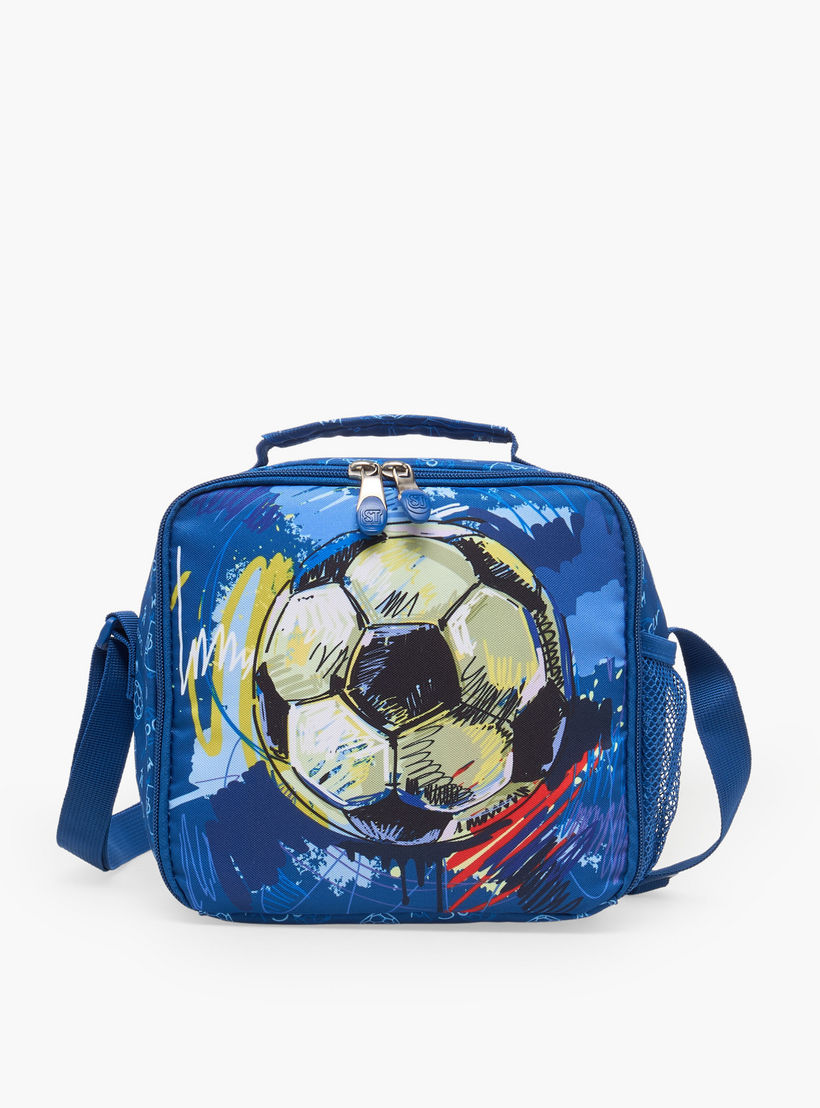 St.Right Football Print Lunch Bag for Boys 8-13 Years with Adjustable Strap-school-lunchessentials-lunchbags-image-1