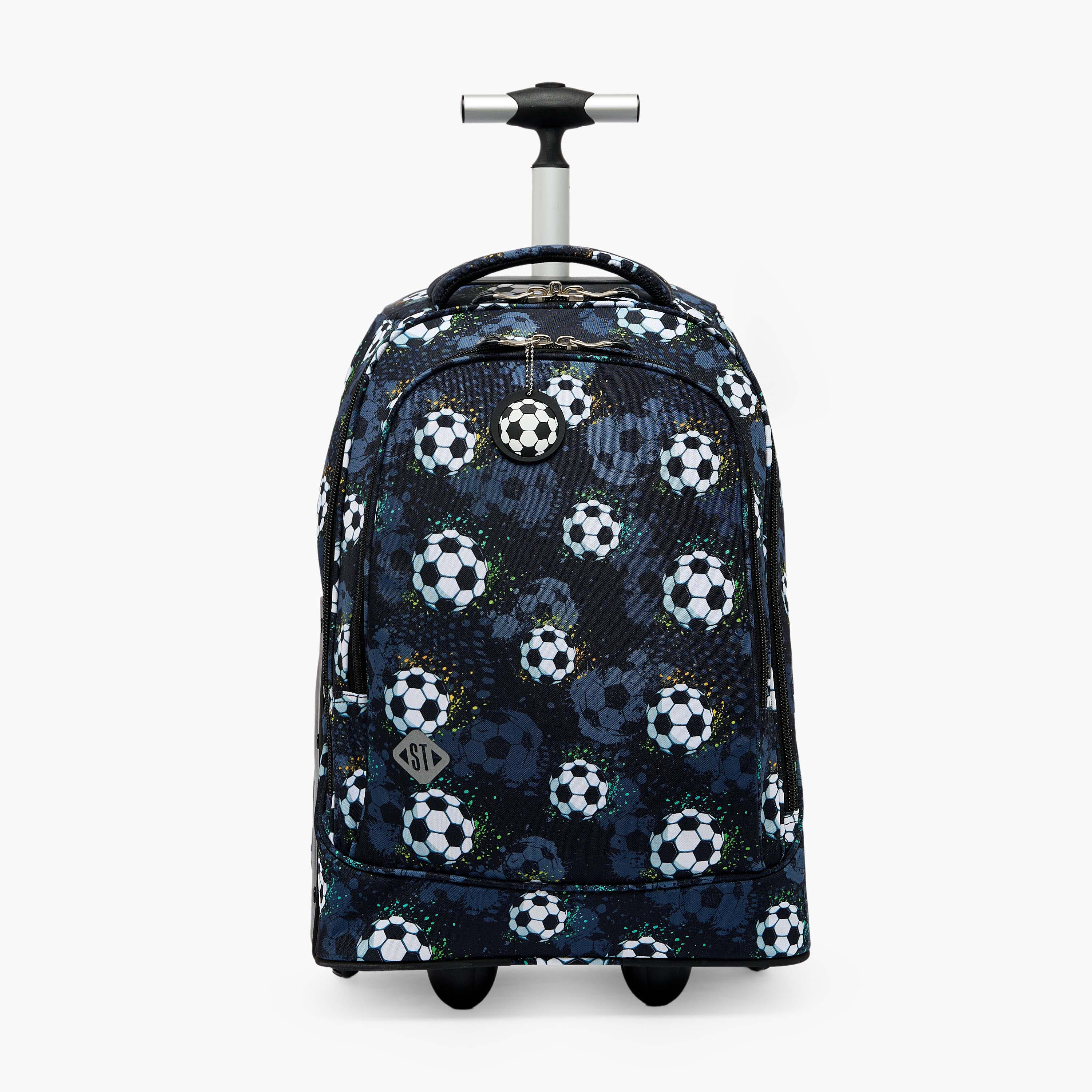 St.Right Football Print Trolley Bag for Boys 8-13 Years with Retractable Handle - 18 inches-school-bagsandbackpacks-trolleybags-image-1