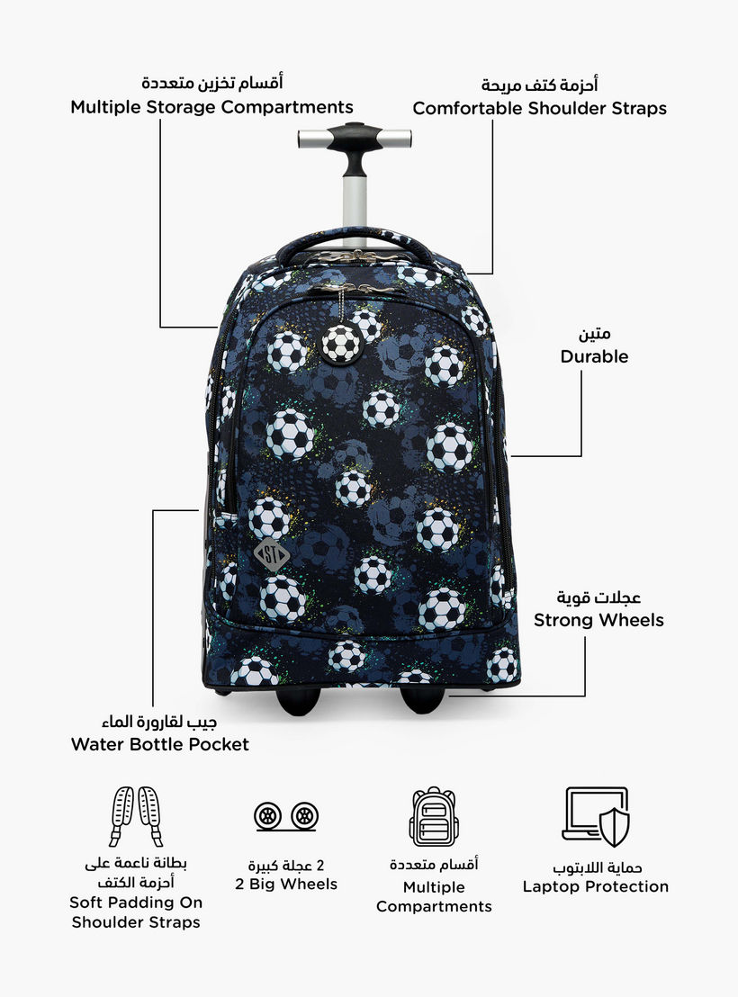 St.Right Football Print Trolley Bag for Boys 8-13 Years with Retractable Handle - 18 inches-school-bagsandbackpacks-trolleybags-image-2