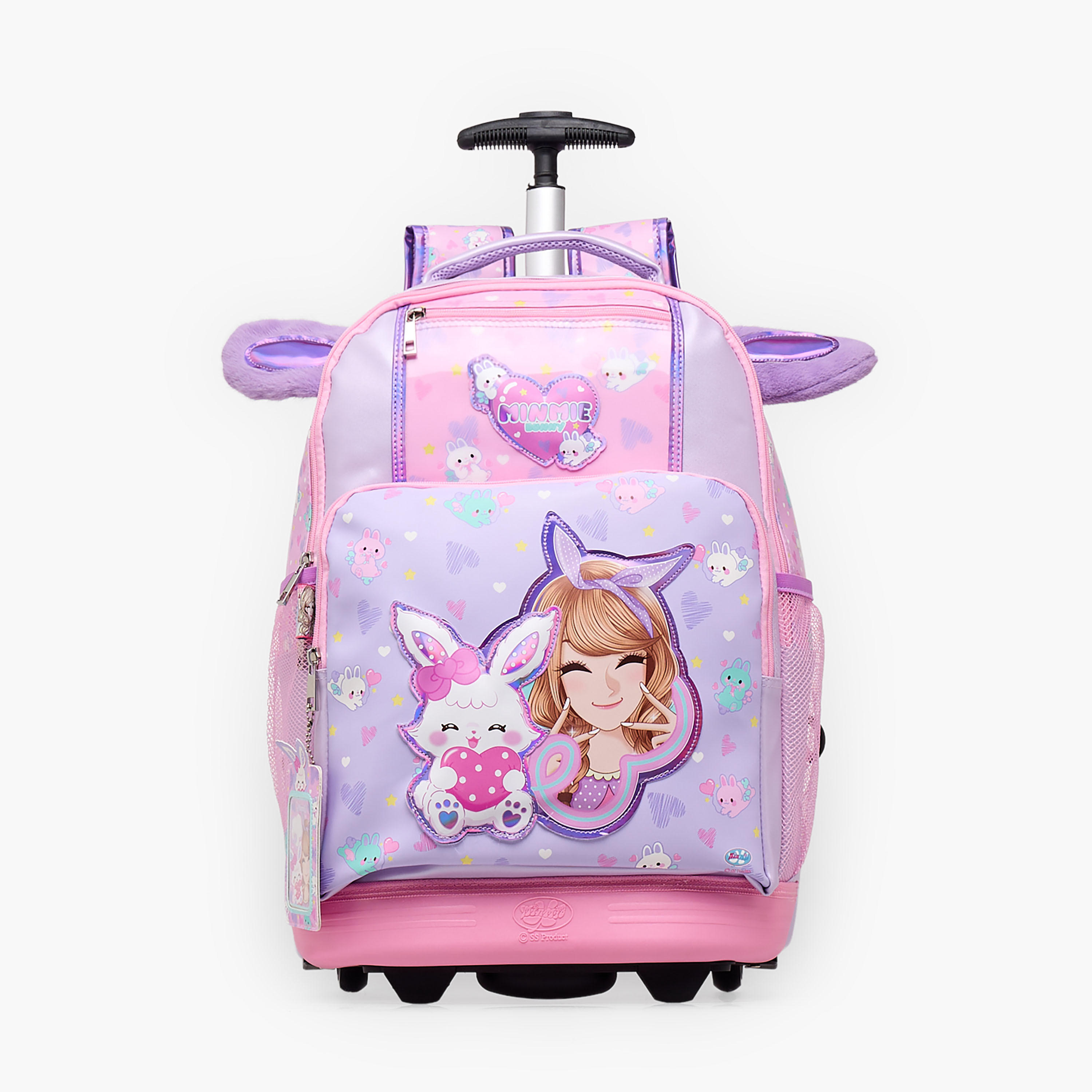 Minmie Printed Trolley Backpack for Girls 8-13 Years with Adjustable Shoulder Straps - 18 inches-school-bagsandbackpacks-trolleybags-image-1