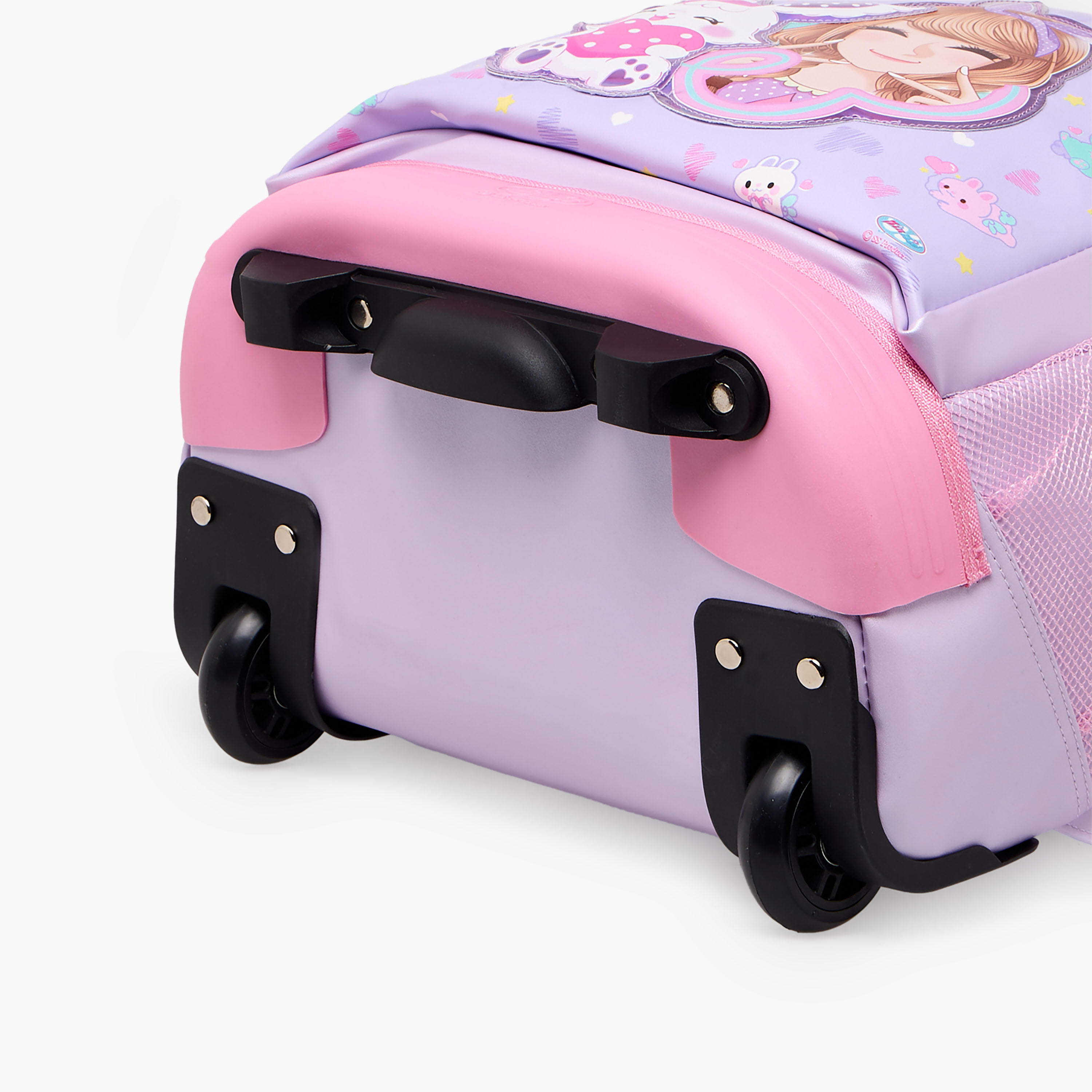 Minmie Printed Trolley Backpack for Girls 8-13 Years with Adjustable Shoulder Straps - 18 inches-school-bagsandbackpacks-trolleybags-image-13