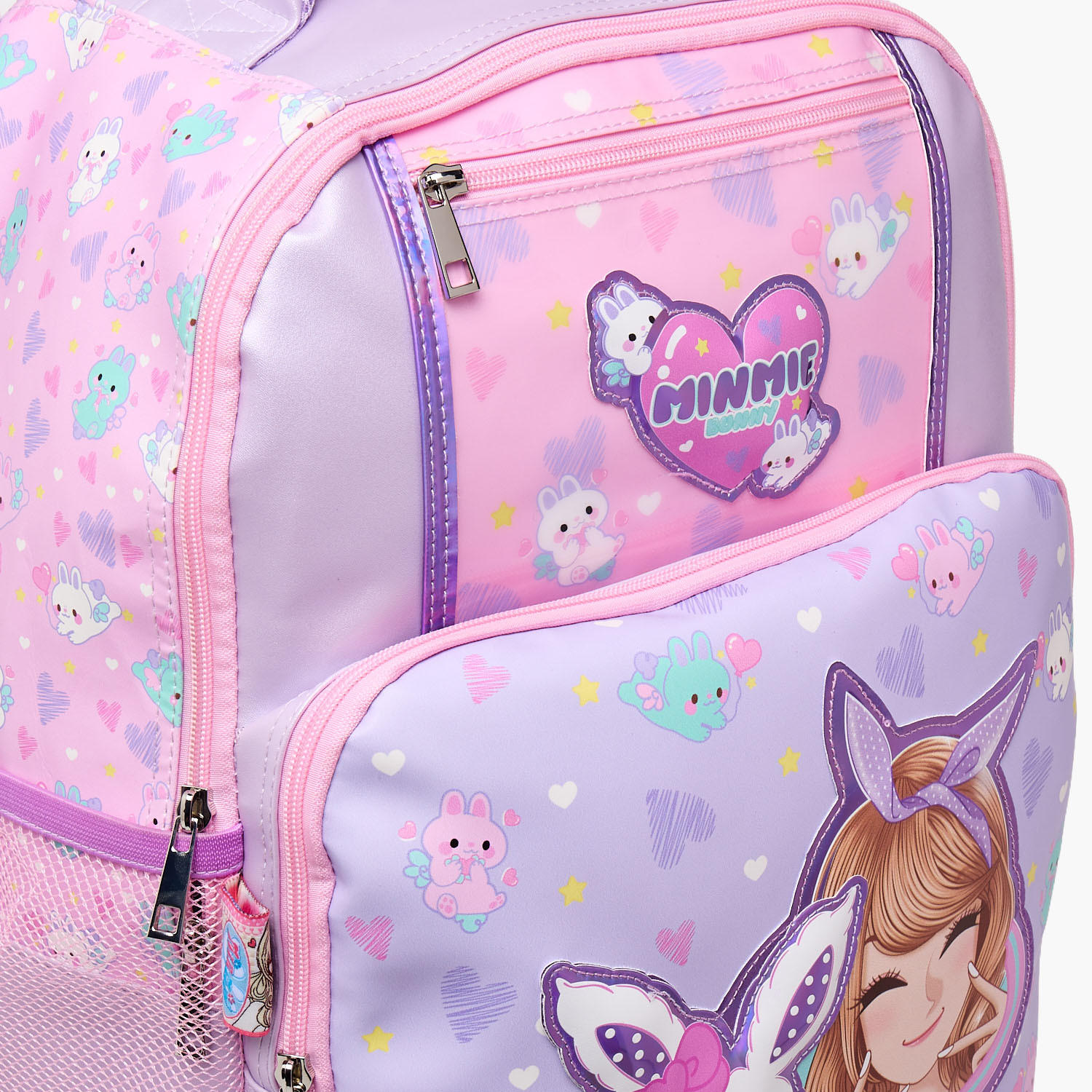 Minmie Printed Trolley Backpack for Girls 8-13 Years with Adjustable Shoulder Straps - 18 inches-school-bagsandbackpacks-trolleybags-image-4