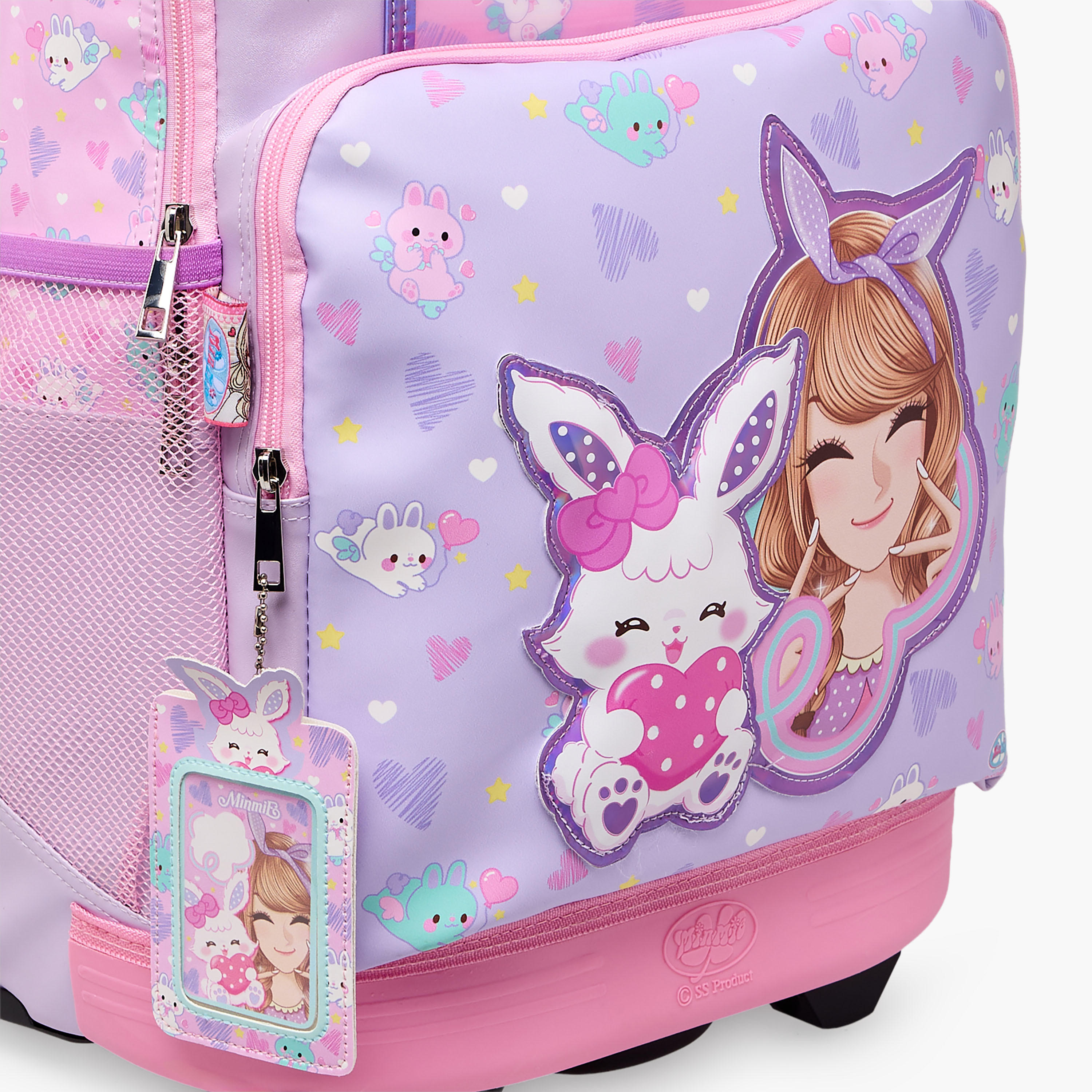 Minmie Printed Trolley Backpack for Girls 8-13 Years with Adjustable Shoulder Straps - 18 inches-school-bagsandbackpacks-trolleybags-image-5