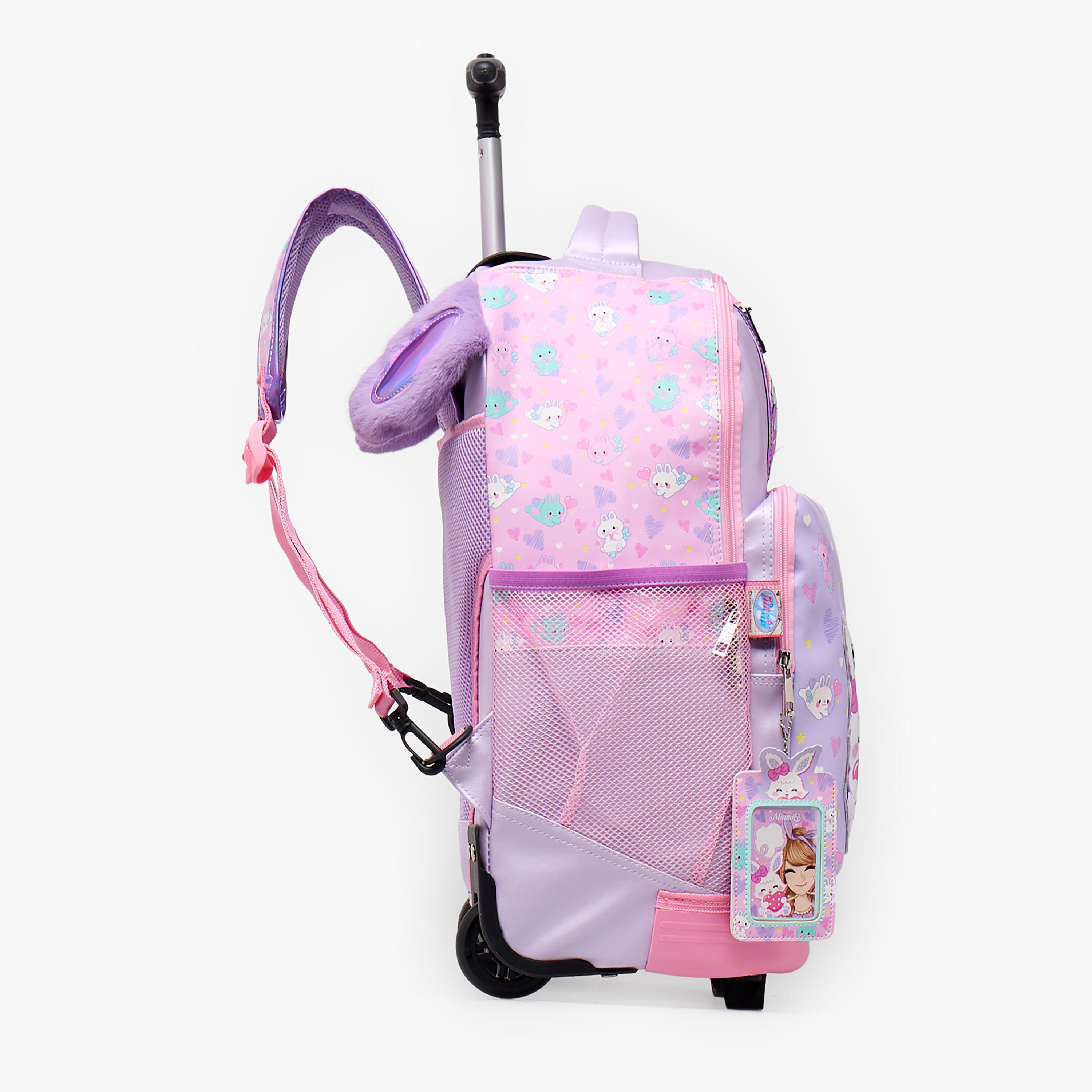 Minmie Printed Trolley Backpack for Girls 8-13 Years with Adjustable Shoulder Straps - 18 inches-school-bagsandbackpacks-trolleybags-image-9