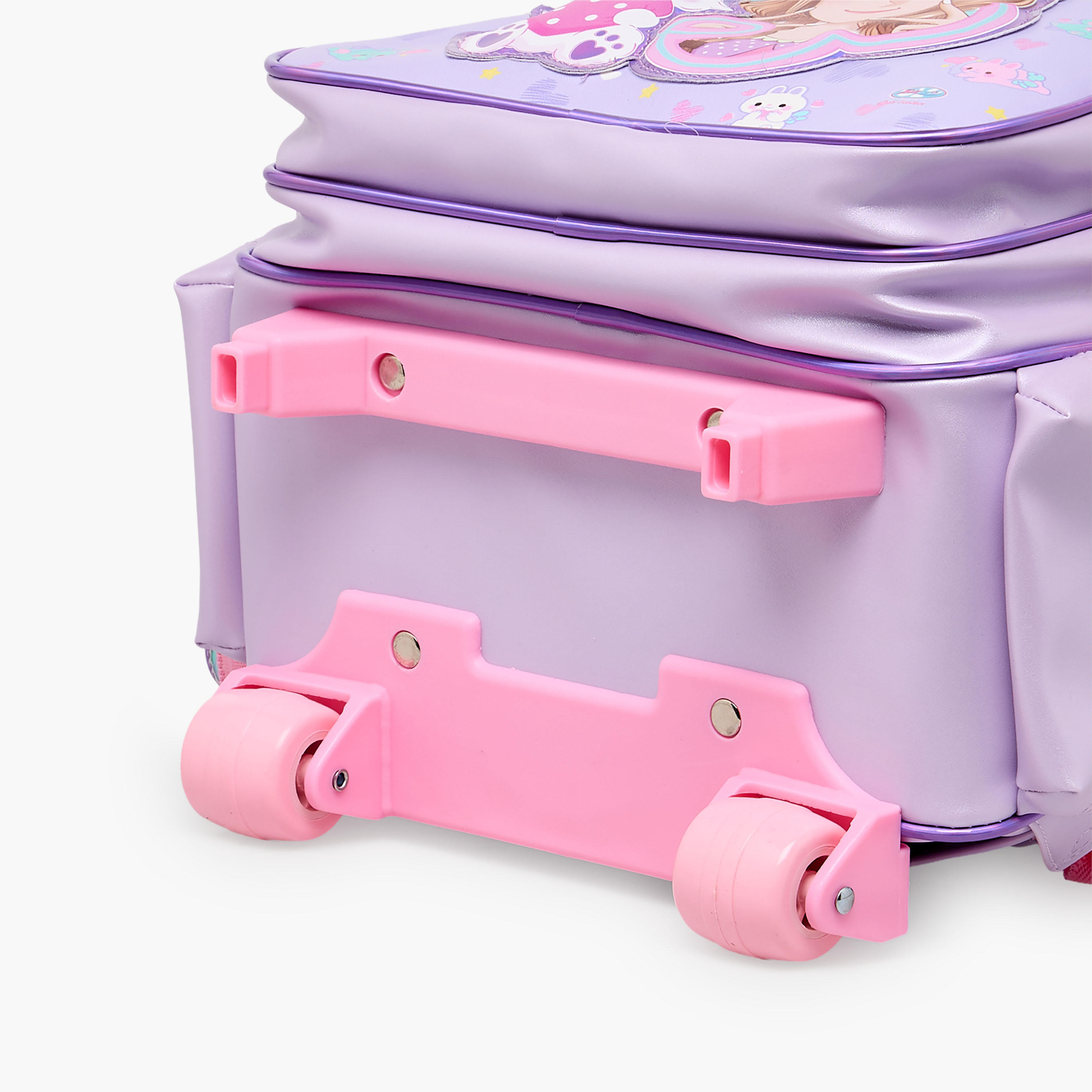 Minmie Printed Trolley Backpack for Girls 5-8 Years with Adjustable Shoulder Straps - 14 inches-school-bagsandbackpacks-trolleybags-image-11