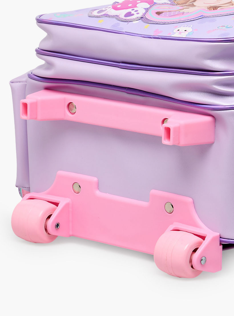 Minmie Printed Trolley Backpack for Girls 5-8 Years with Adjustable Shoulder Straps - 14 inches-school-bagsandbackpacks-trolleybags-image-11