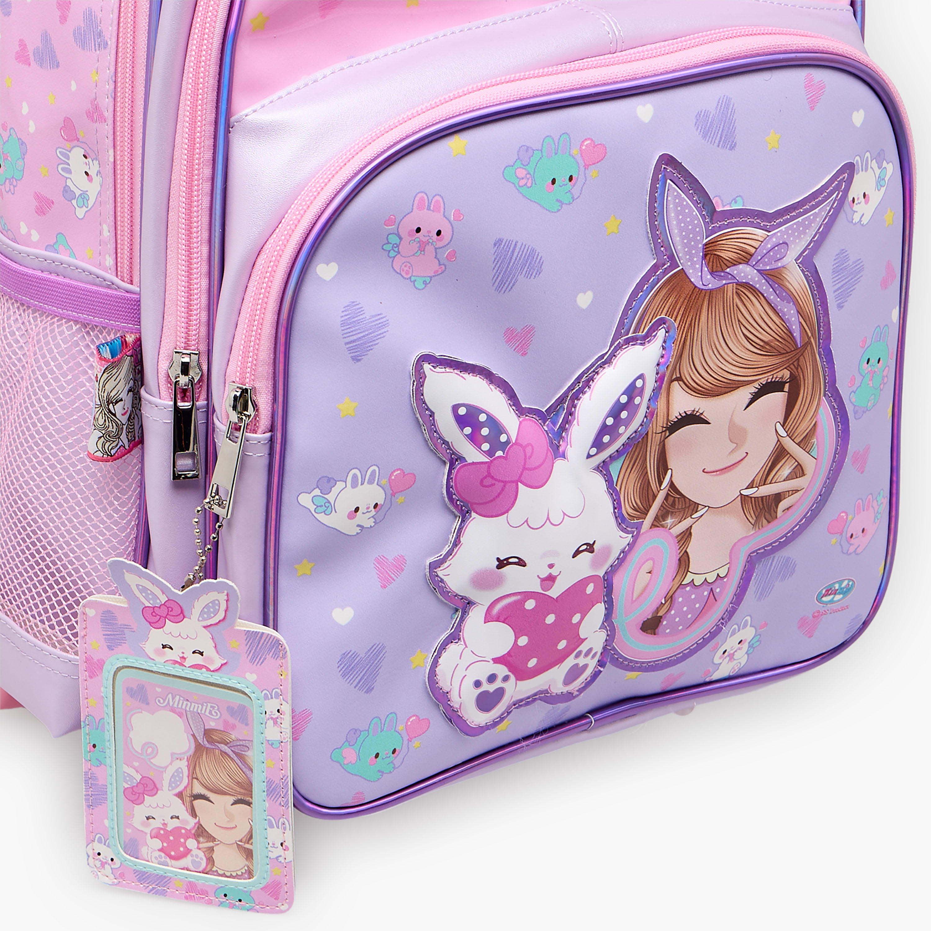 Minmie Printed Trolley Backpack for Girls 5-8 Years with Adjustable Shoulder Straps - 14 inches-school-bagsandbackpacks-trolleybags-image-6