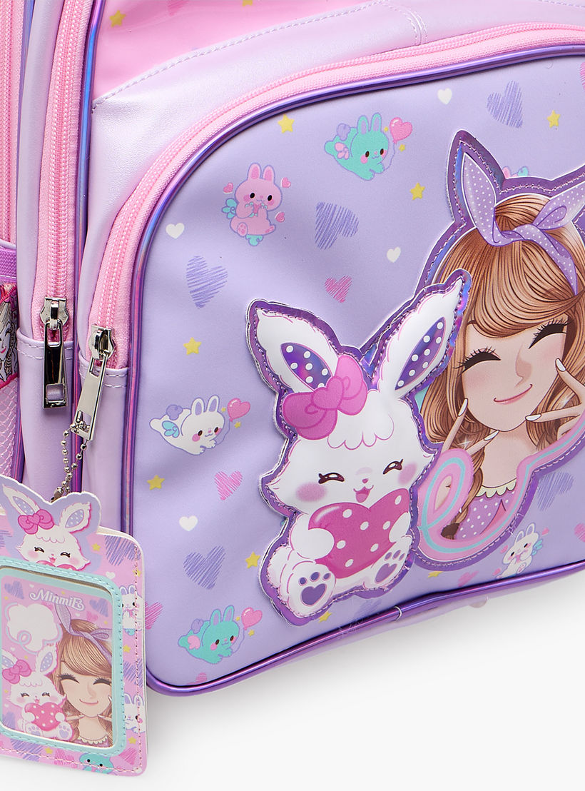 Minmie Printed Trolley Backpack for Girls 5-8 Years with Adjustable Shoulder Straps - 14 inches-school-bagsandbackpacks-trolleybags-image-6