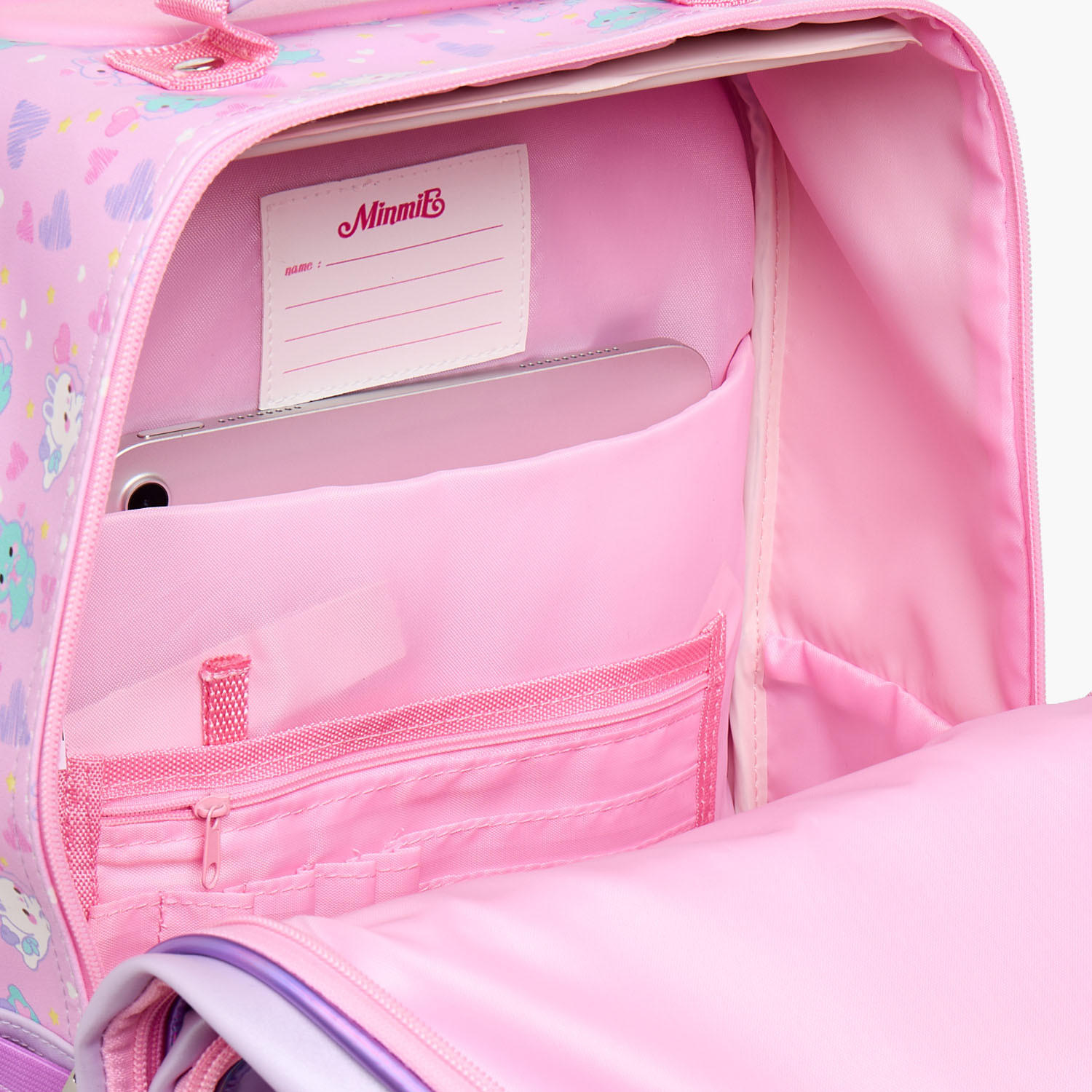 Minmie Printed Trolley Backpack for Girls 5-8 Years with Adjustable Shoulder Straps - 14 inches-school-bagsandbackpacks-trolleybags-image-7