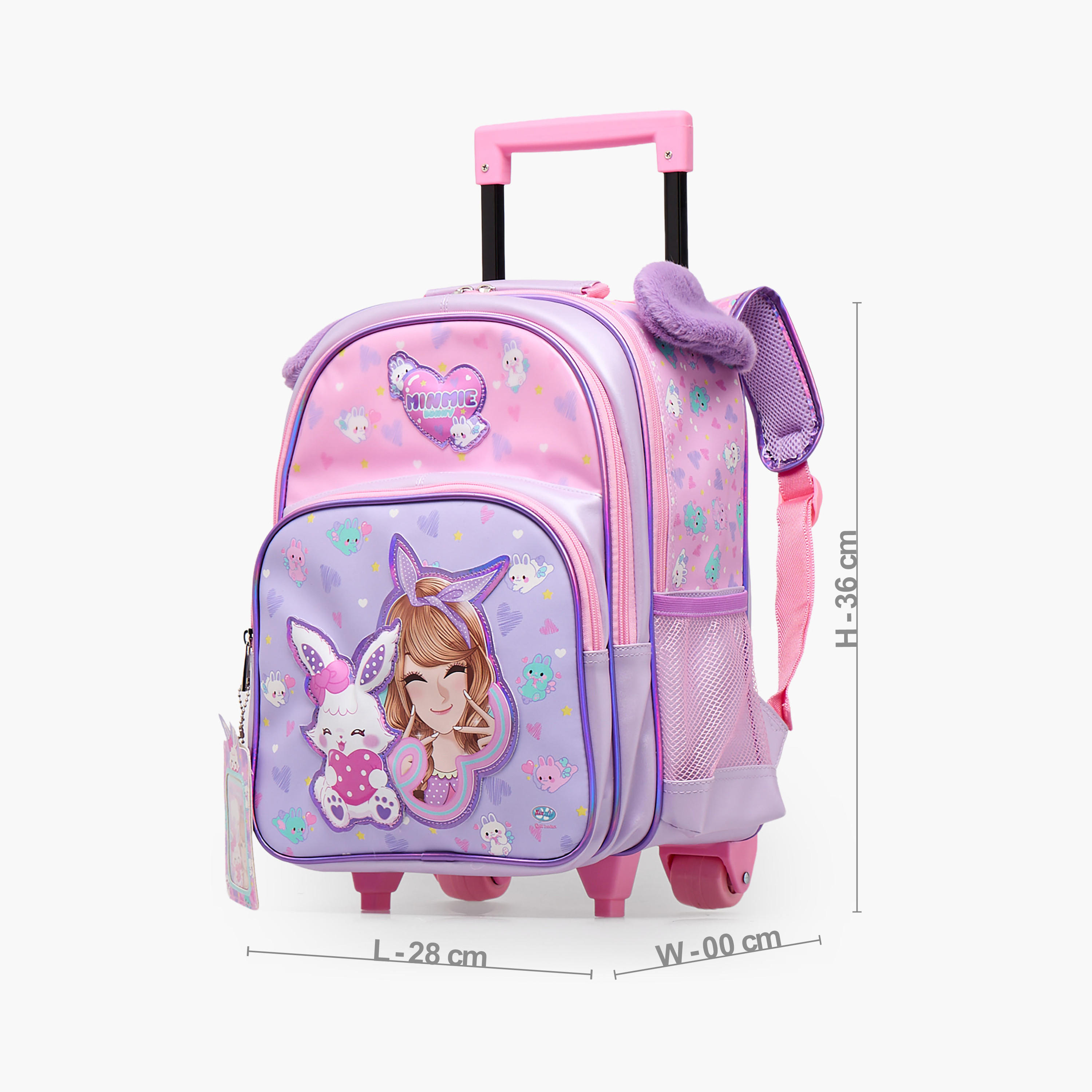 Minmie Printed Trolley Backpack for Girls 5-8 Years with Adjustable Shoulder Straps - 14 inches-school-bagsandbackpacks-trolleybags-image-8