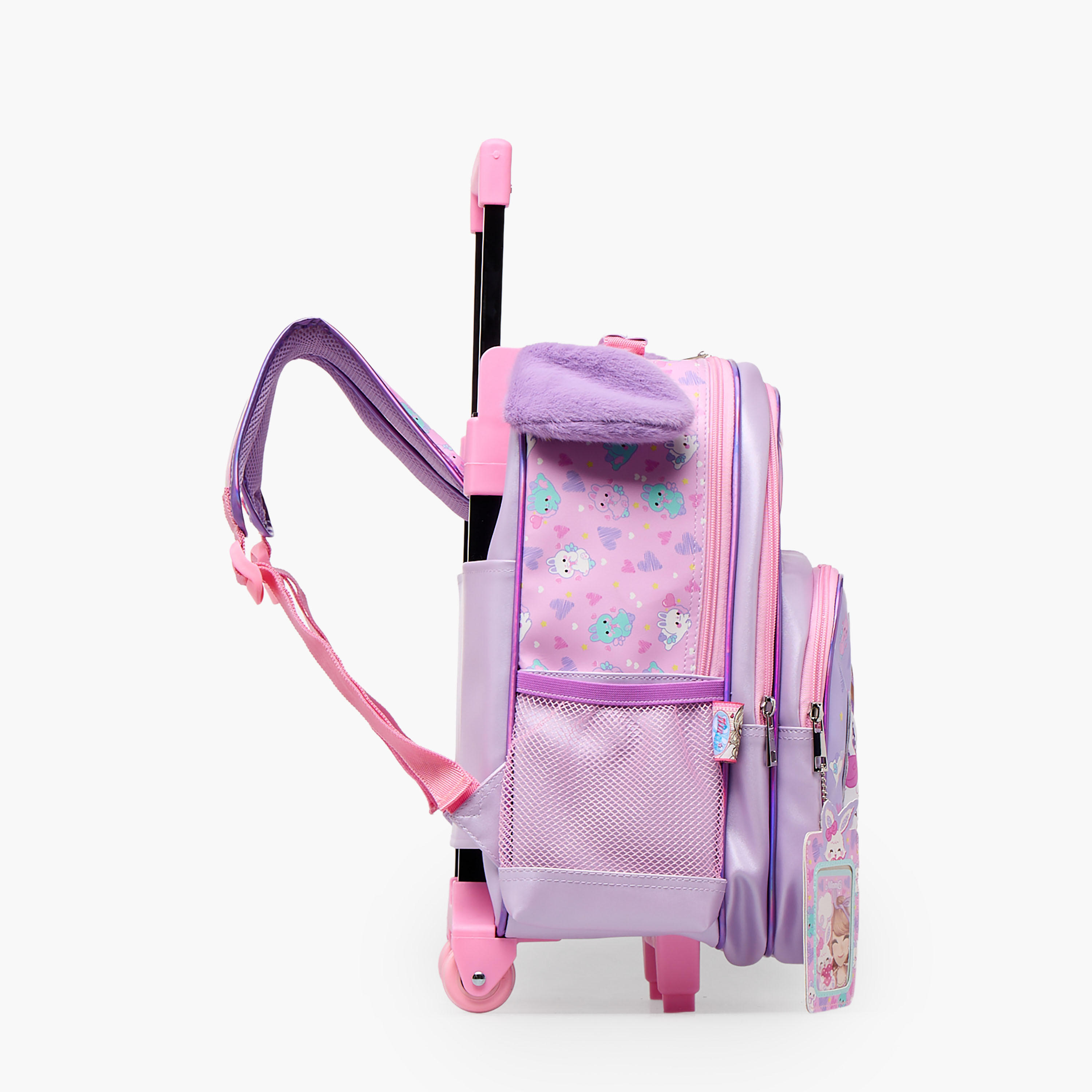 Minmie Printed Trolley Backpack for Girls 5-8 Years with Adjustable Shoulder Straps - 14 inches-school-bagsandbackpacks-trolleybags-image-9