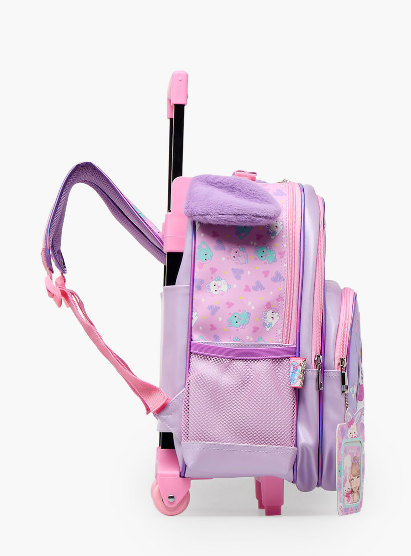 Minmie Printed Trolley Backpack for Girls 5-8 Years with Adjustable Shoulder Straps - 14 inches-school-bagsandbackpacks-trolleybags-image-9