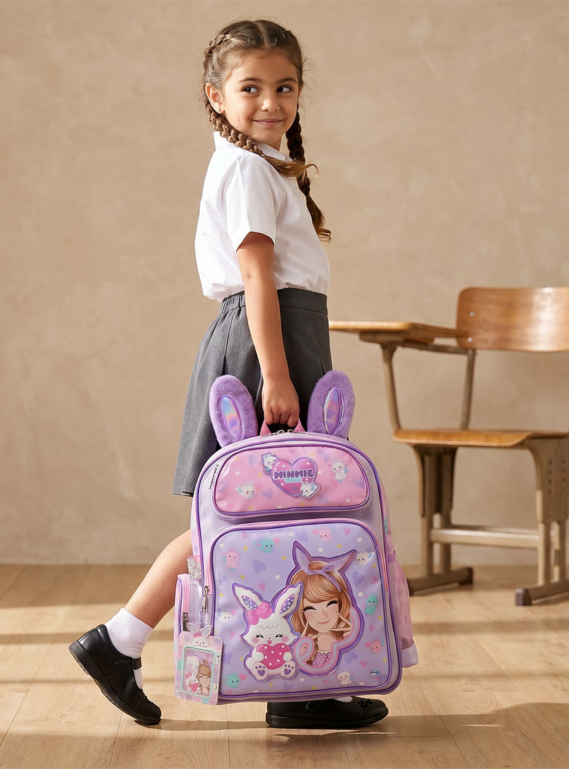 Minmie Printed Backpack for Girls 5-8 Years with Adjustable Shoulder Straps - 16 inches-school-bagsandbackpacks-backpacks-image-3