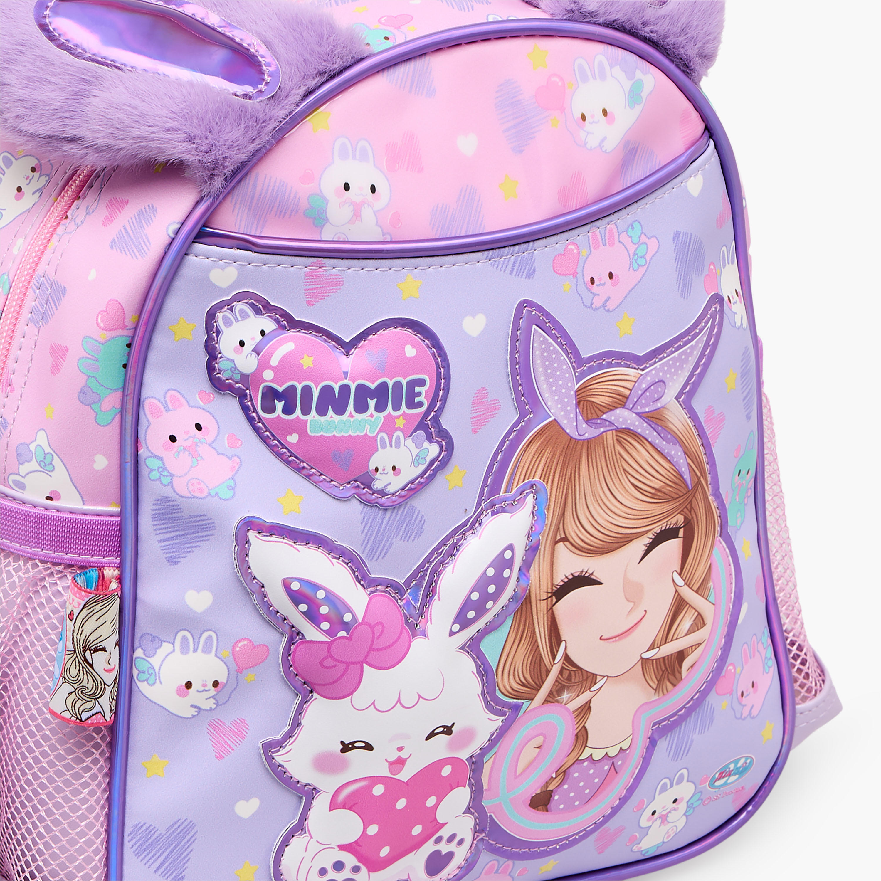 شنطة مدرسية بطبعات أرنب وحمالات كتف مبطنة للبنات 5-8 سنوات من مينمي - 10 بوصات-school-bagsandbackpacks-backpacks-image-4
