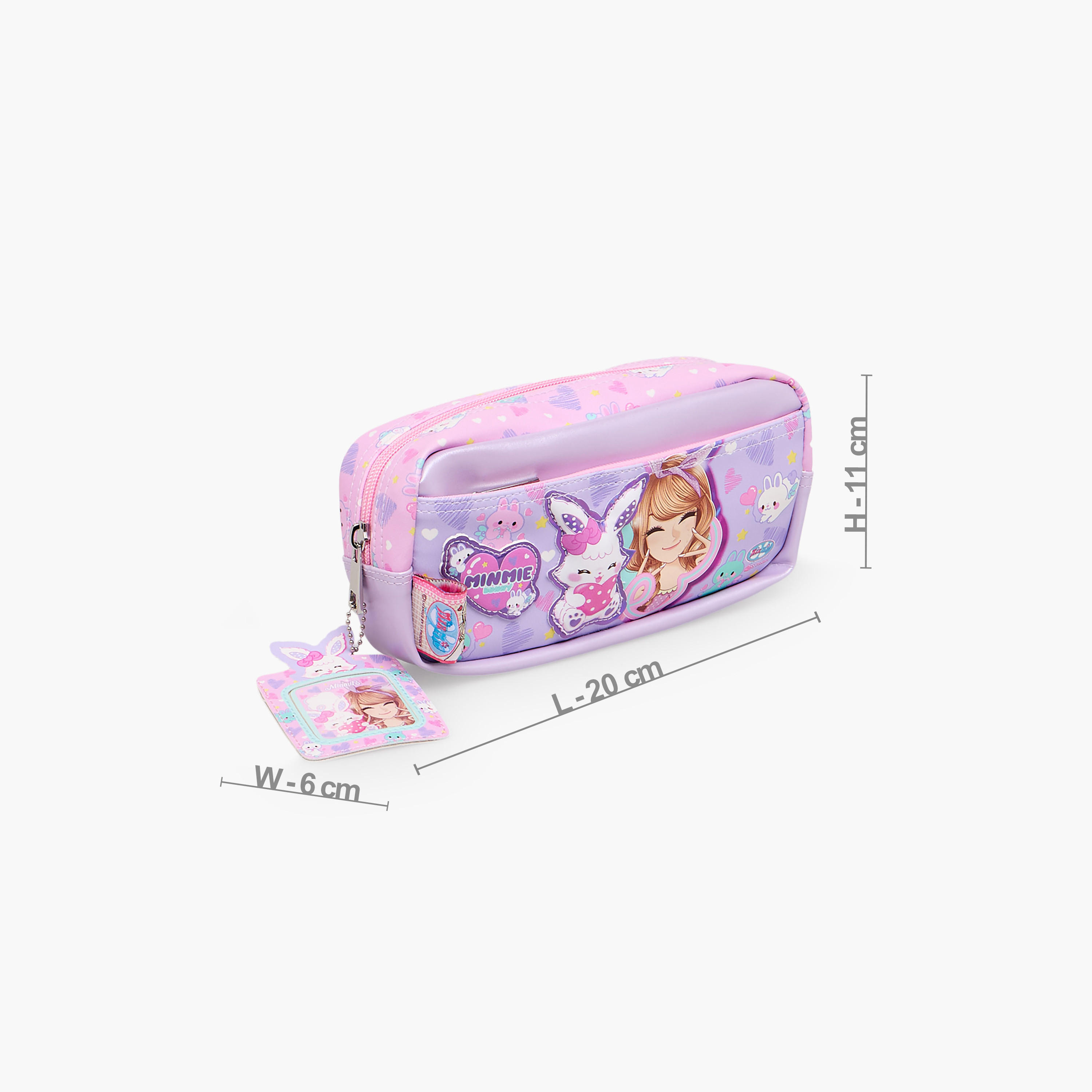 Minmie Bunny Print Pencil Pouch with Zip Closure-school-stationery-pencilcases-image-4