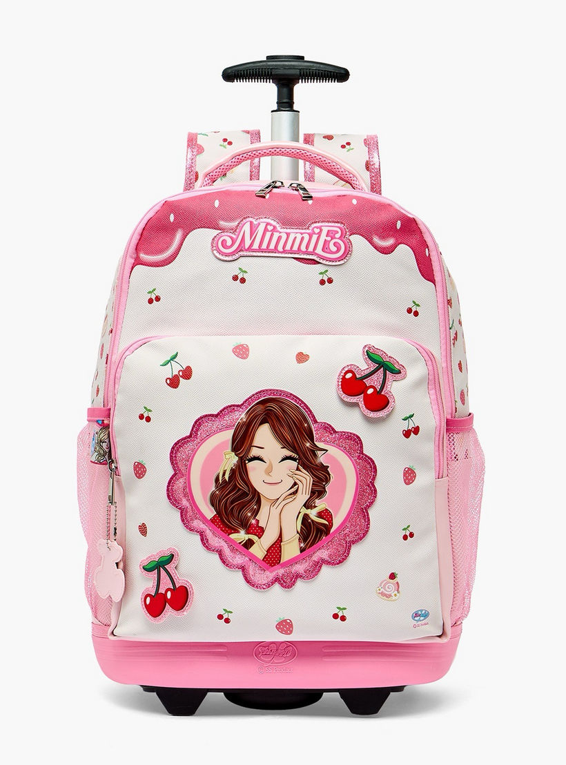 Minmie Printed Trolley Backpack for Girls 8-13 Years with Adjustable Shoulder Straps - 18 inches-school-bagsandbackpacks-trolleybags-image-1