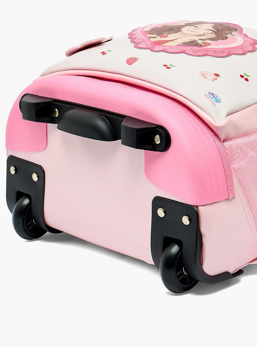Minmie Printed Trolley Backpack for Girls 8-13 Years with Adjustable Shoulder Straps - 18 inches-school-bagsandbackpacks-trolleybags-image-13