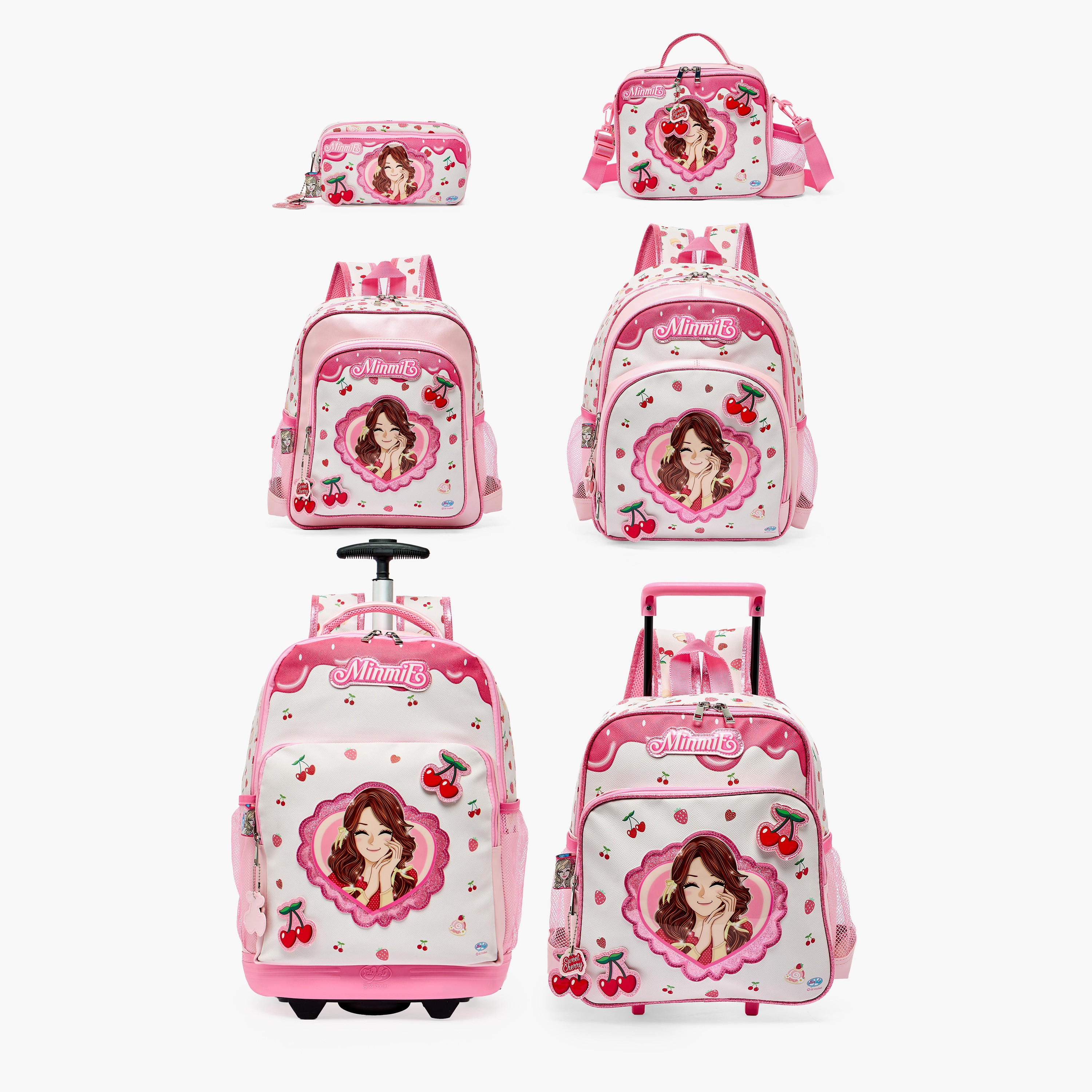 Minmie Printed Trolley Backpack for Girls 8-13 Years with Adjustable Shoulder Straps - 18 inches-school-bagsandbackpacks-trolleybags-image-14