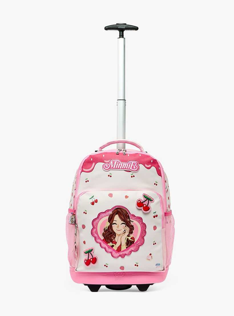 Minmie Printed Trolley Backpack for Girls 8-13 Years with Adjustable Shoulder Straps - 18 inches-school-bagsandbackpacks-trolleybags-image-4