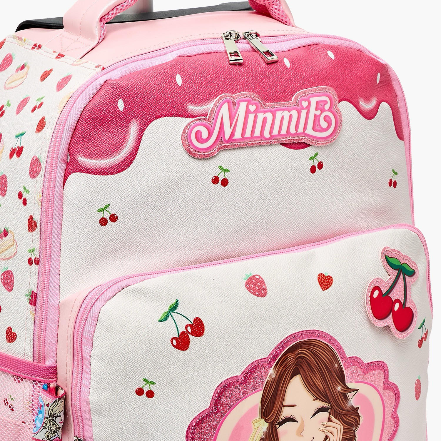 Minmie Printed Trolley Backpack for Girls 8-13 Years with Adjustable Shoulder Straps - 18 inches-school-bagsandbackpacks-trolleybags-image-5