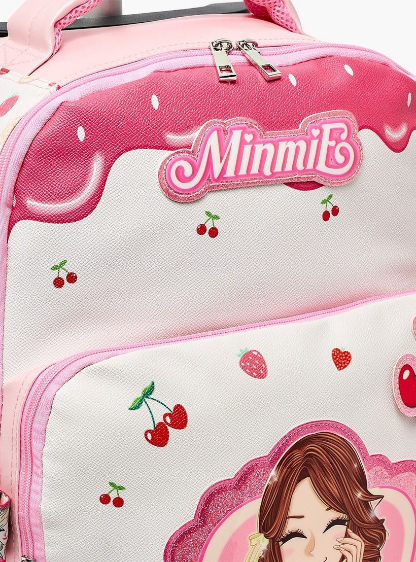 Minmie Printed Trolley Backpack for Girls 8-13 Years with Adjustable Shoulder Straps - 18 inches-school-bagsandbackpacks-trolleybags-image-5