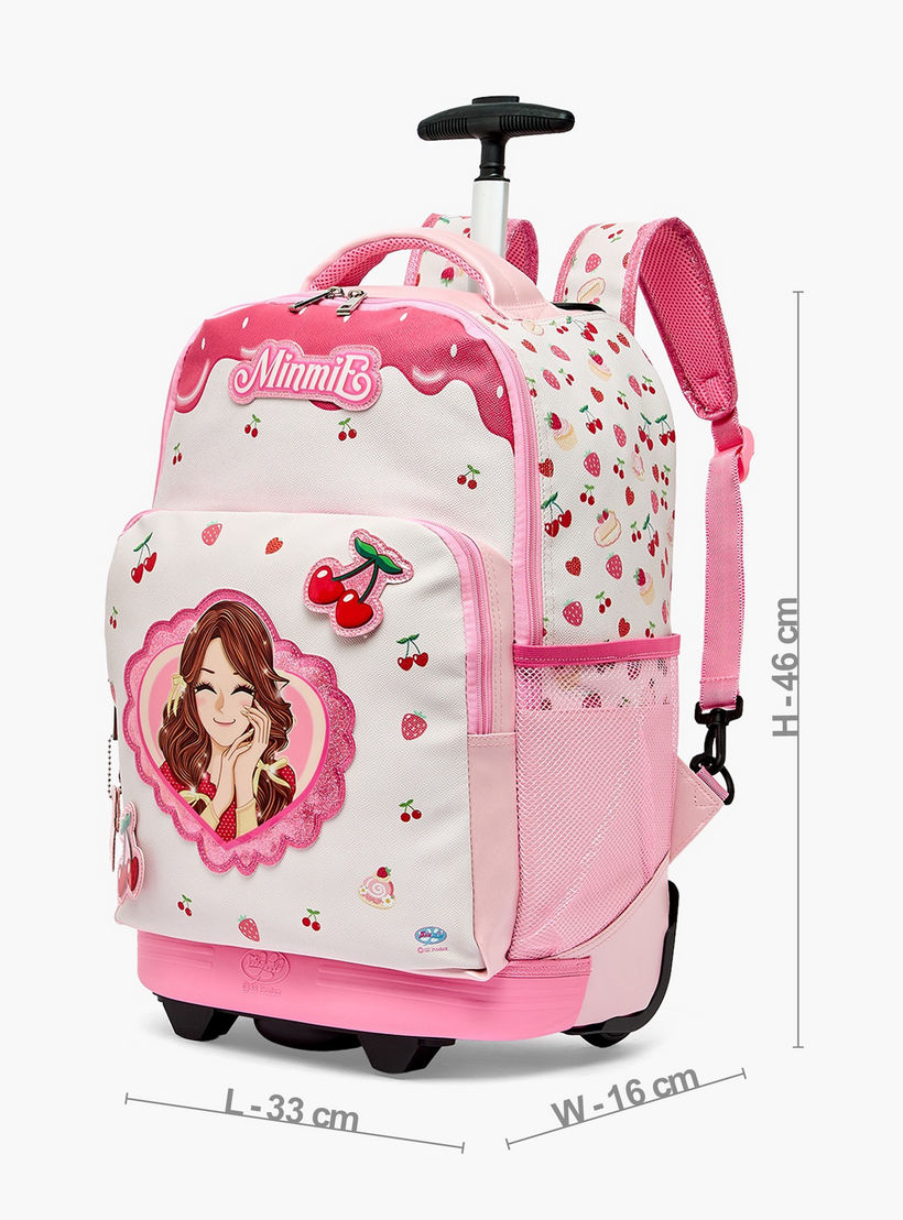 Minmie Printed Trolley Backpack for Girls 8-13 Years with Adjustable Shoulder Straps - 18 inches-school-bagsandbackpacks-trolleybags-image-9