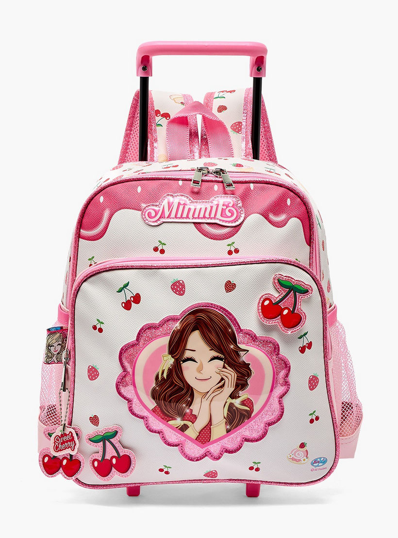 Minmie Printed Trolley Backpack for Girls 5-8 Years with Adjustable Shoulder Straps - 12 inches-school-bagsandbackpacks-trolleybags-image-1