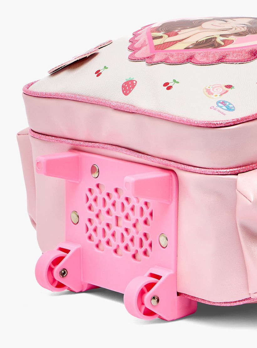 Minmie Printed Trolley Backpack for Girls 5-8 Years with Adjustable Shoulder Straps - 12 inches-school-bagsandbackpacks-trolleybags-image-11