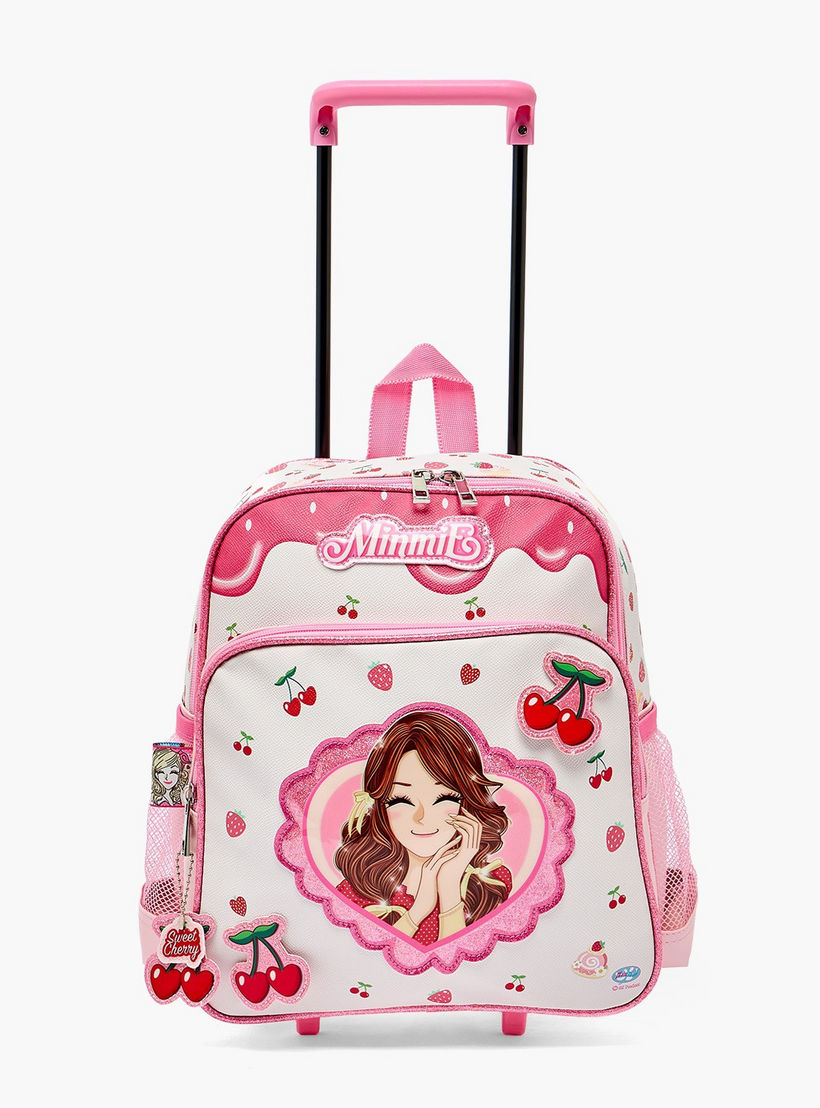 Minmie Printed Trolley Backpack for Girls 5-8 Years with Adjustable Shoulder Straps - 12 inches-school-bagsandbackpacks-trolleybags-image-4