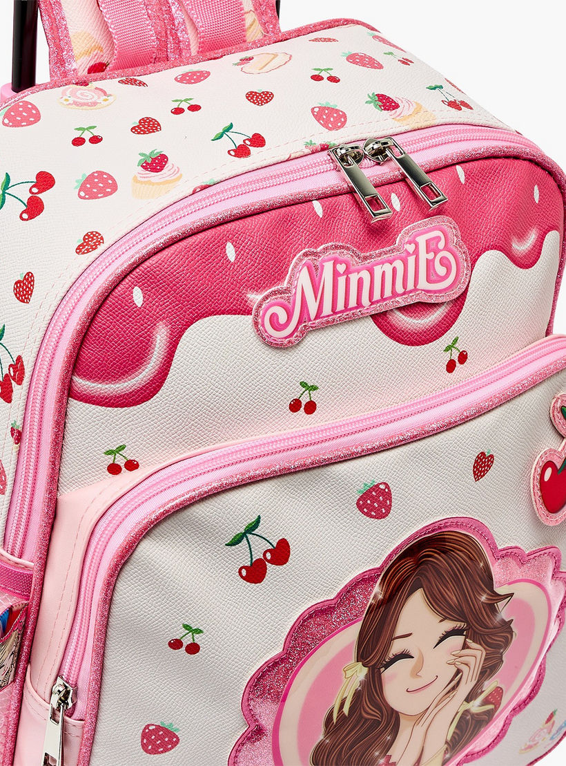 Minmie Printed Trolley Backpack for Girls 5-8 Years with Adjustable Shoulder Straps - 12 inches-school-bagsandbackpacks-trolleybags-image-5