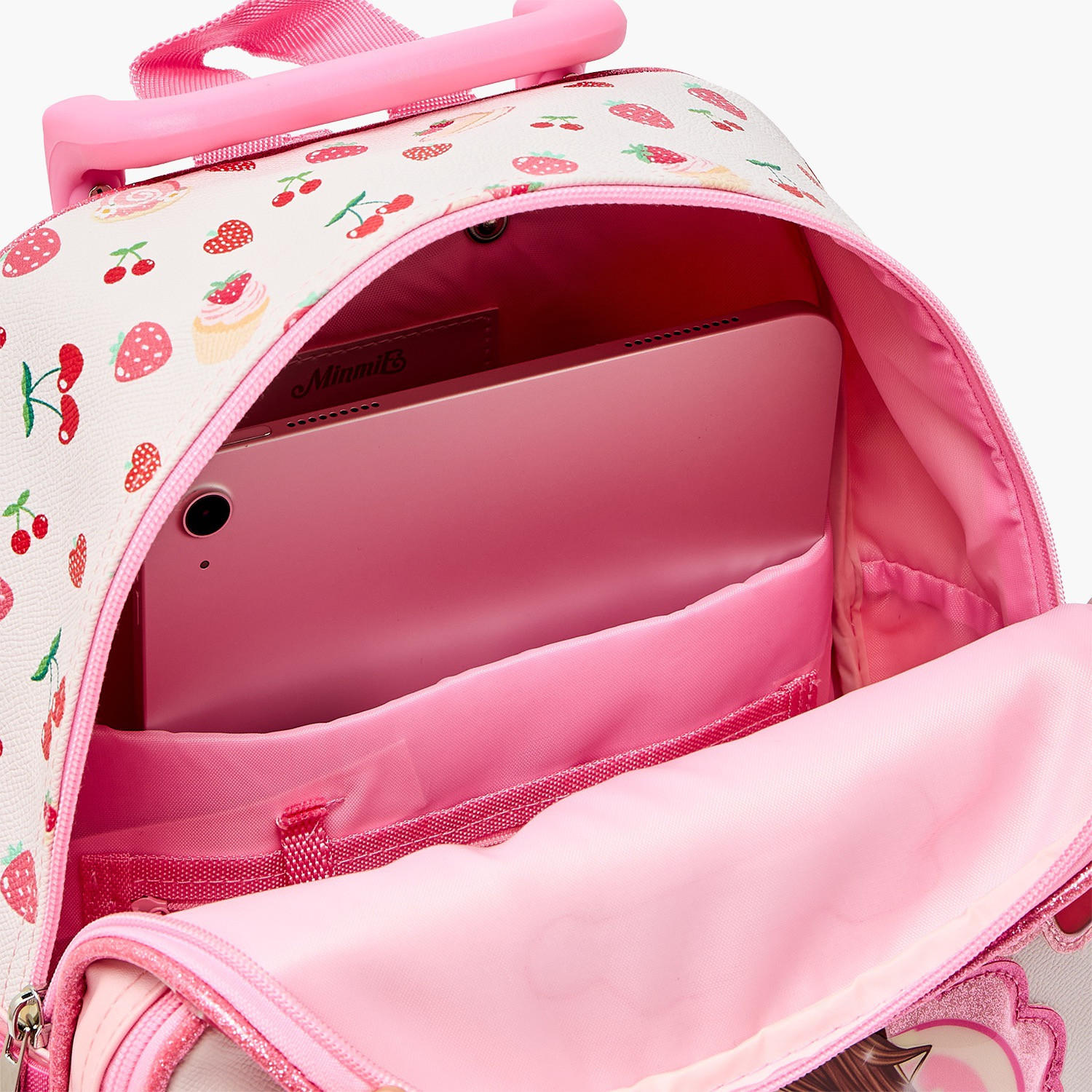 Minmie Printed Trolley Backpack for Girls 5-8 Years with Adjustable Shoulder Straps - 12 inches-school-bagsandbackpacks-trolleybags-image-7