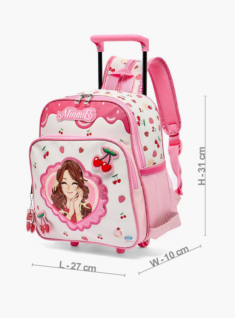 Minmie Printed Trolley Backpack for Girls 5-8 Years with Adjustable Shoulder Straps - 12 inches-school-bagsandbackpacks-trolleybags-image-8
