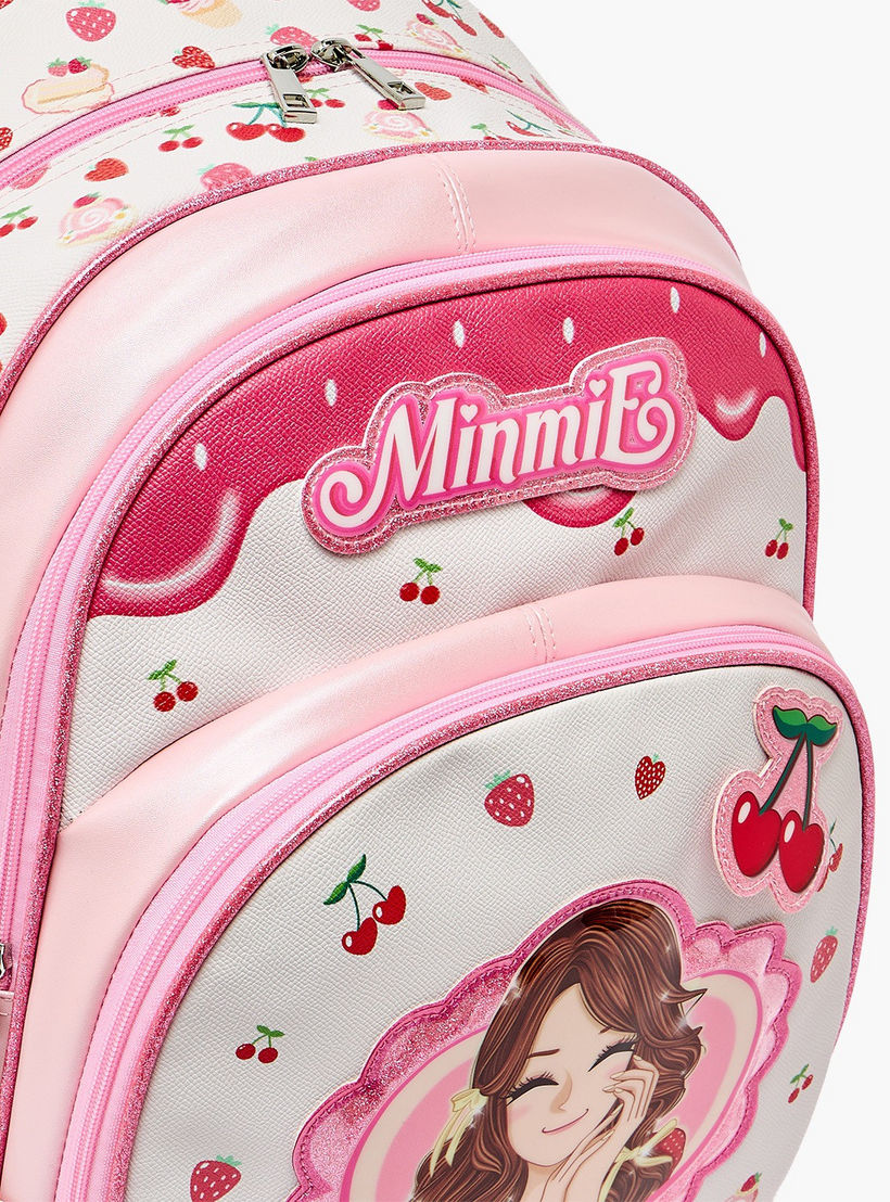 Minmie Cherry Print Backpack for Girls 5-8 Years with Adjustable Shoulder Straps - 16 inches-school-bagsandbackpacks-backpacks-image-5