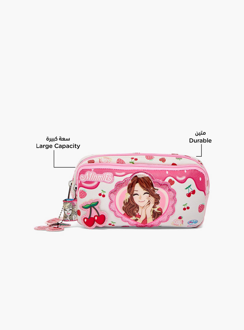 Minmie Cherry Print Pencil Pouch with 2 Compartments-school-stationery-pencilcases-image-2