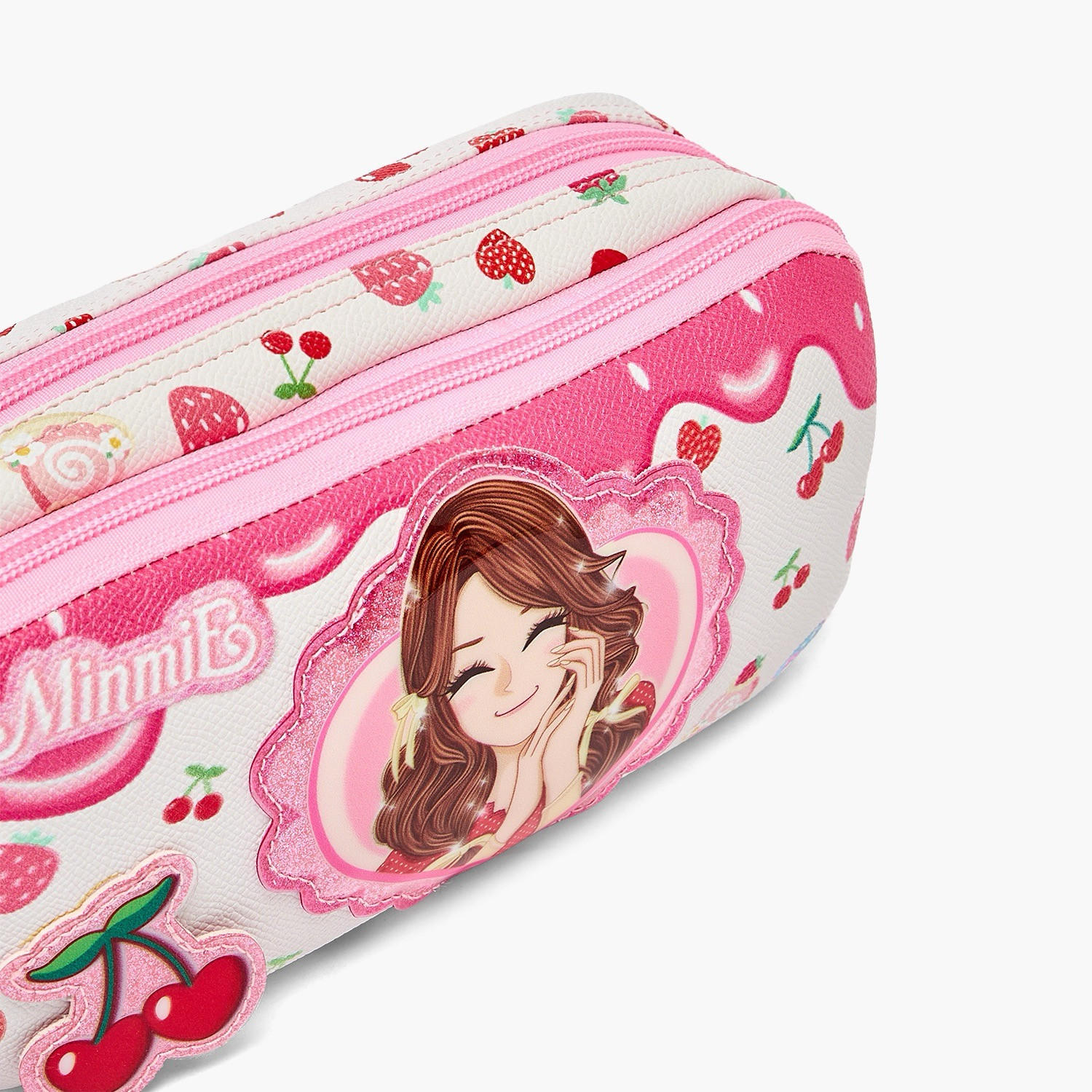Minmie Cherry Print Pencil Pouch with 2 Compartments-school-stationery-pencilcases-image-6
