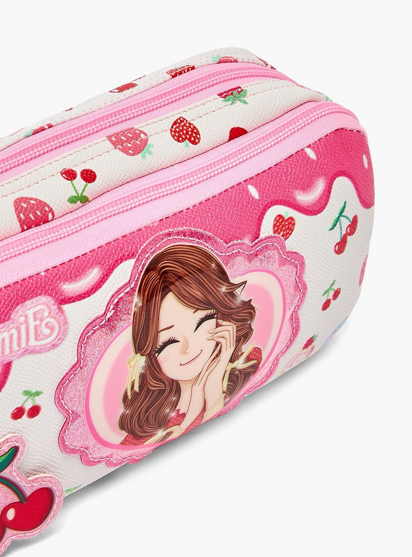 Minmie Cherry Print Pencil Pouch with 2 Compartments-school-stationery-pencilcases-image-6